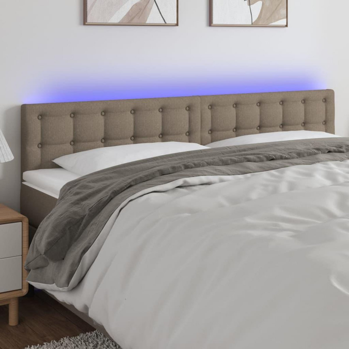 VIDAXL Tete de lit a LED Taupe 200x5x78/88 cm Tissu