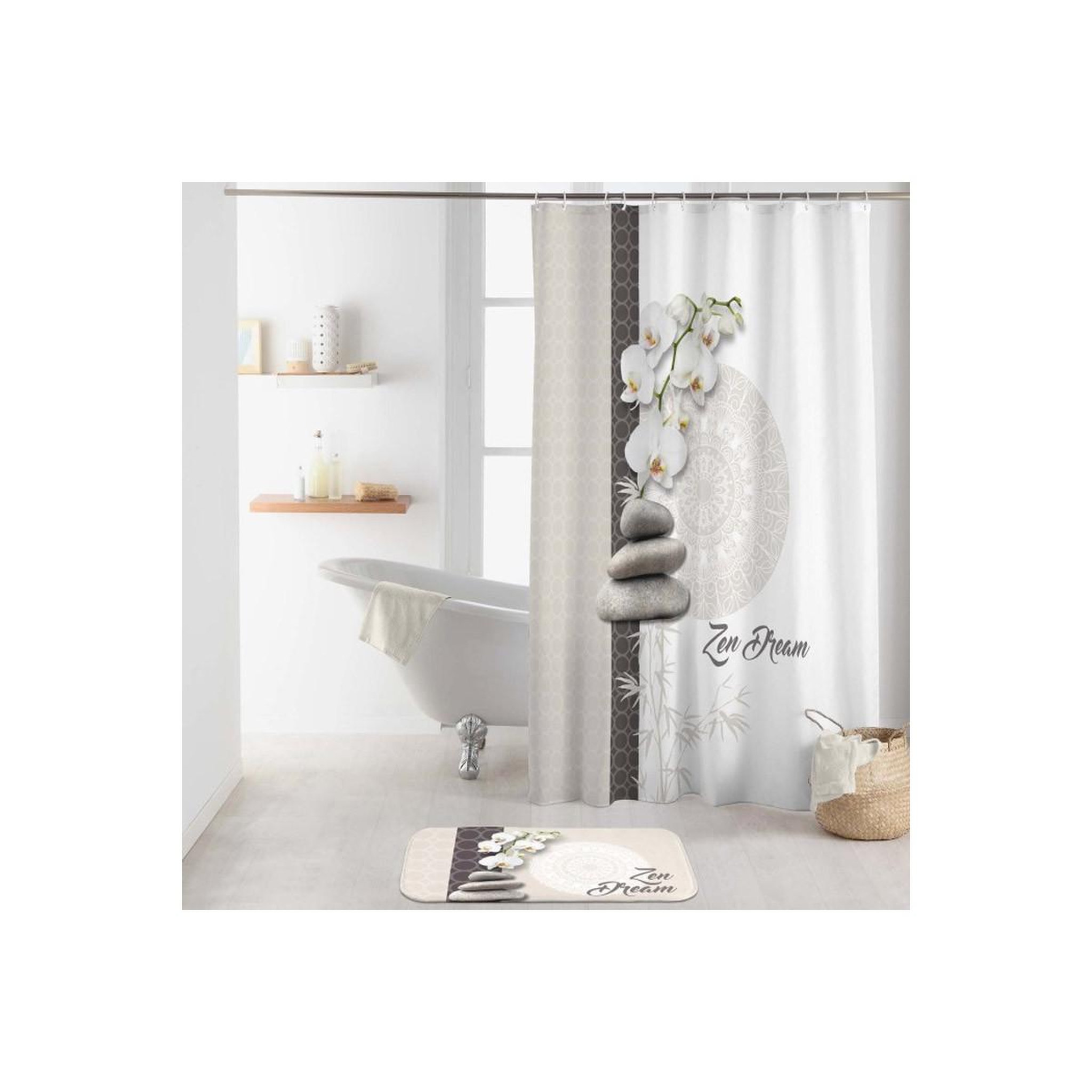 Voir la diapositive 1 : Douceur d'Intérieur Rideau de douche  orchizen  180x200cm blanc