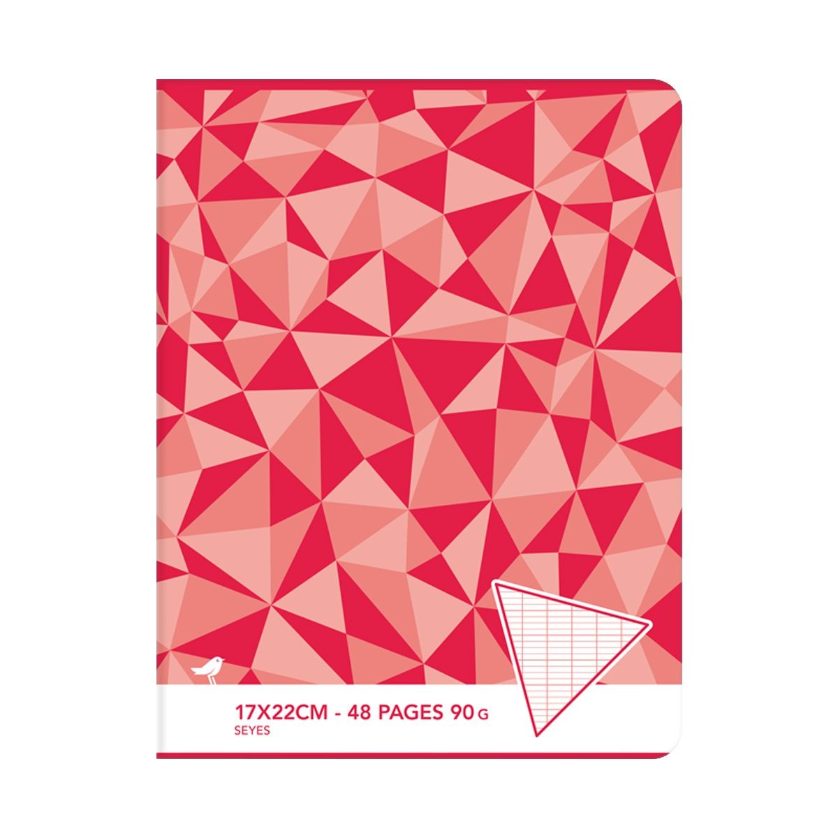 AUCHAN Cahier piqué 17x22cm 48 pages grands carreaux Seyes coloris aléatoire motif triangles