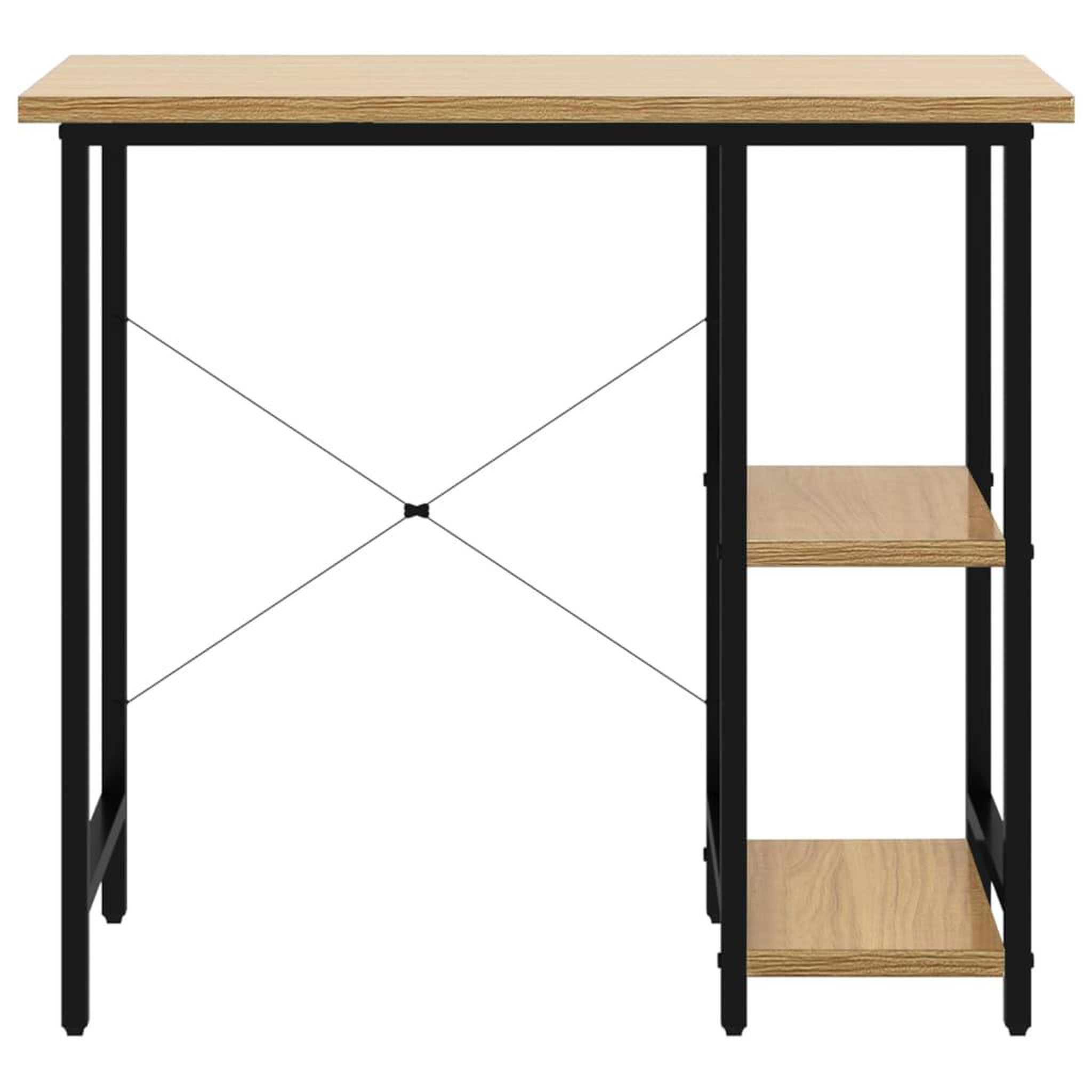 Voir la diapositive 3 : VIDAXL Bureau d'ordinateur Noir et chene clair 80x40x72cm MDF et metal