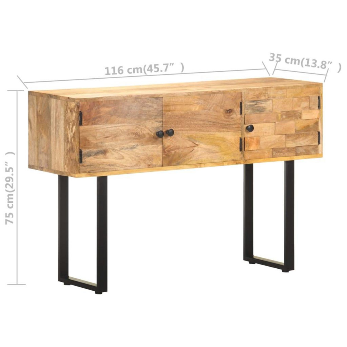 VIDAXL Buffet 116x35x75 cm Bois de manguier massif