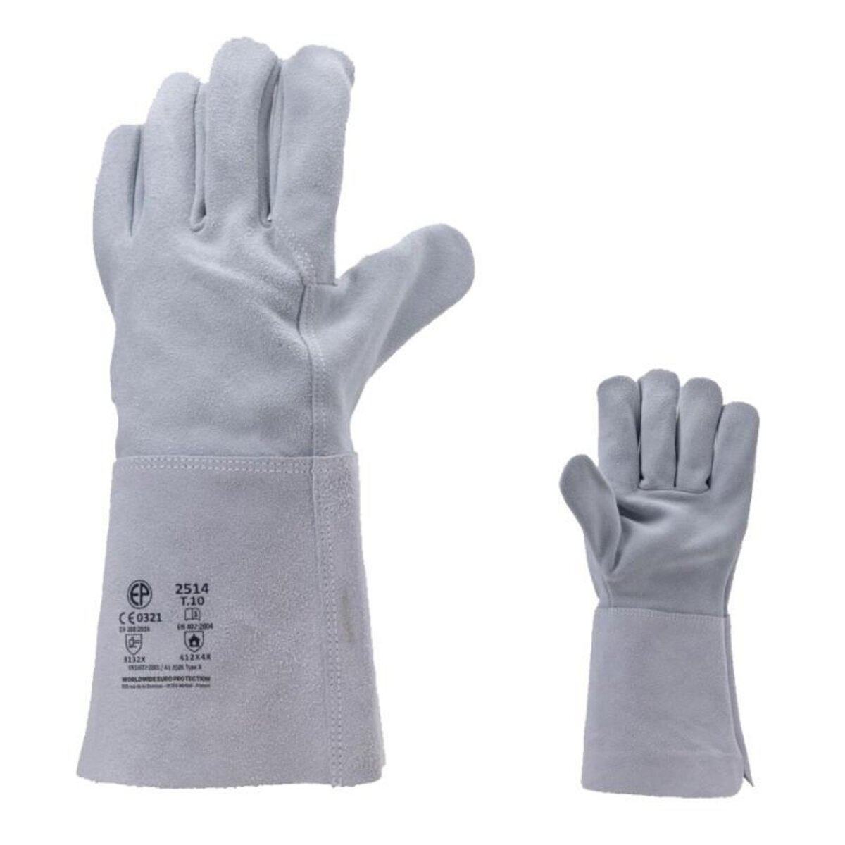NOTRE SELECTION Gants de protection soudeur croûte vachette manchette 15cm gris T10 MO2514