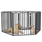 PAWHUT Parc enclos modulable pour chien porte 6 panneaux noir