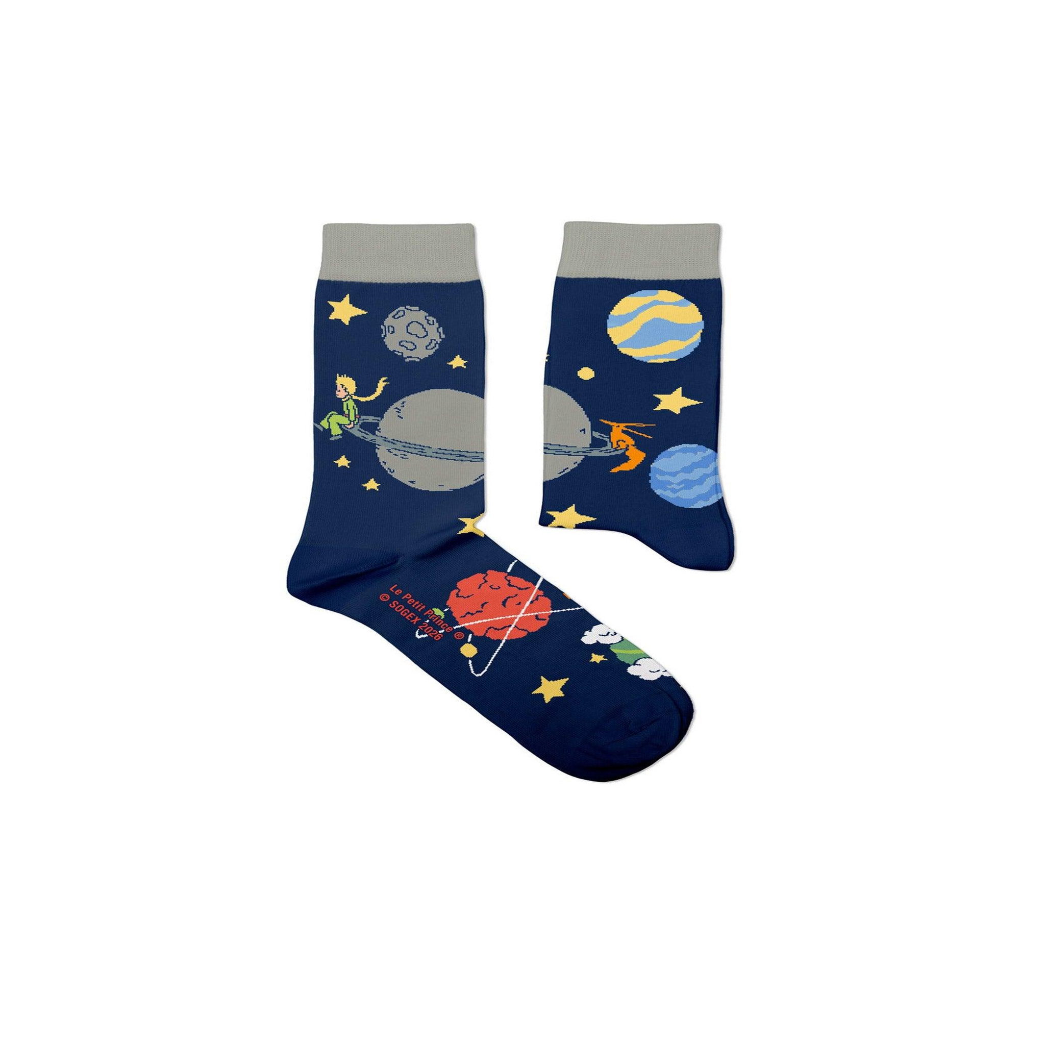 SOCK AFFAIRS Chaussettes nuit et planètes, le petit prince. Coloris disponibles : Multicolore