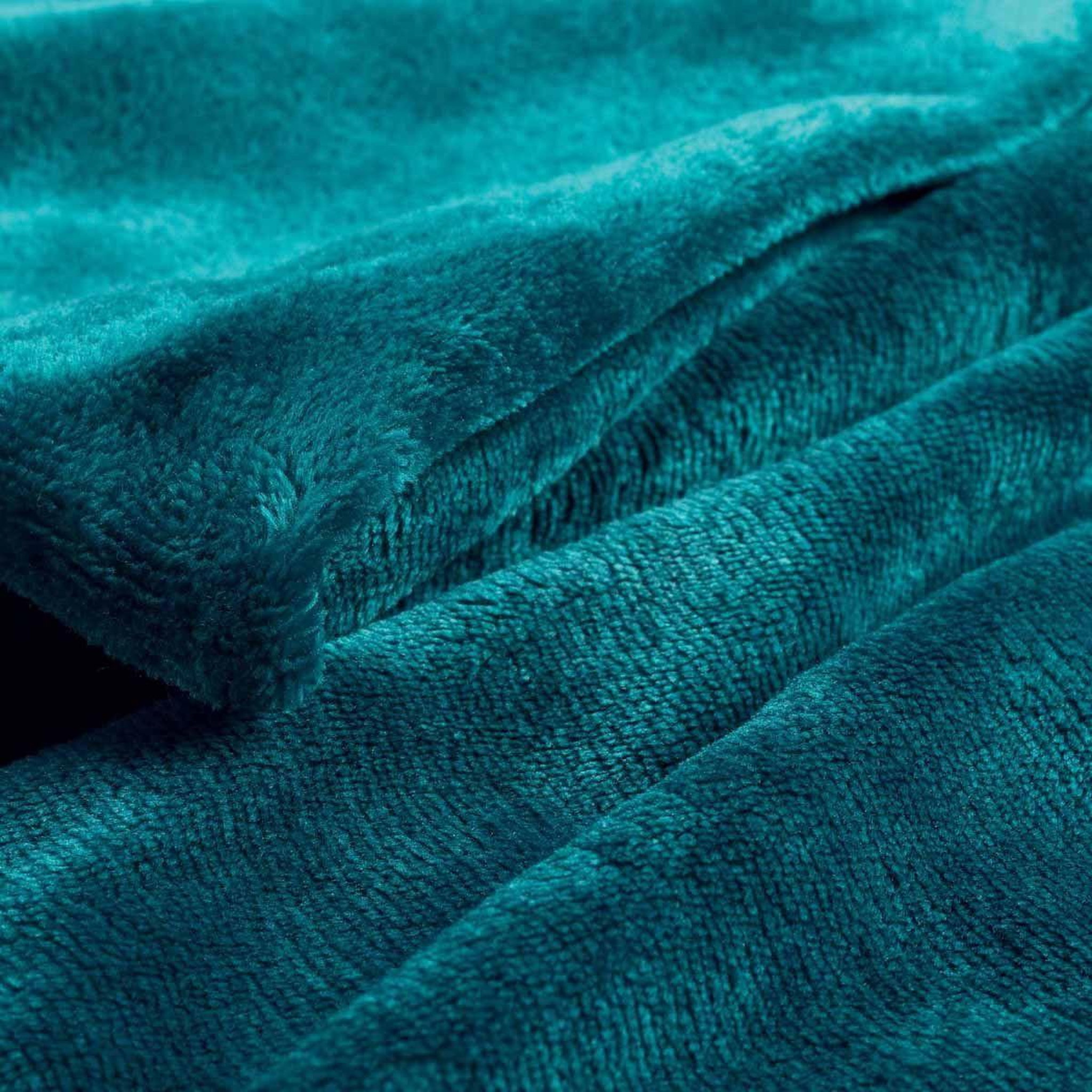 Voir la diapositive 2 : Douceur d'Intérieur Plaid uni en flanelle  flanou  125x150cm bleu