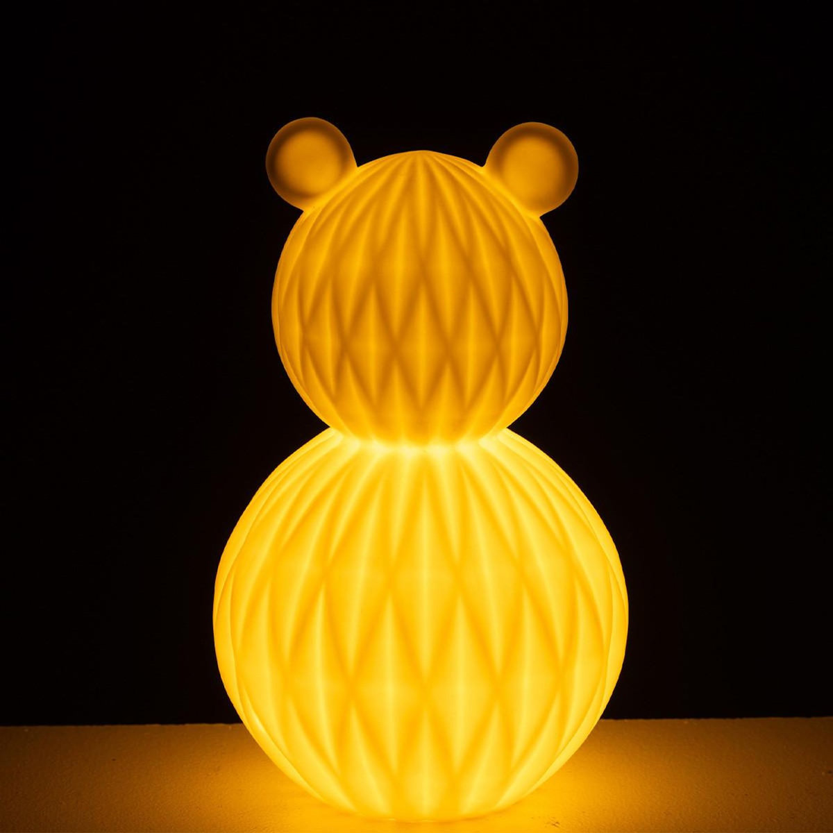 Paris Prix Lampe à Poser LED en Porcelaine  Ours  22cm Blanc