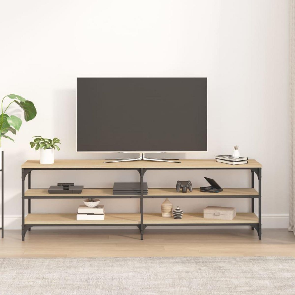 VIDAXL Meuble TV chene sonoma 160x30x50 cm bois d'ingenierie