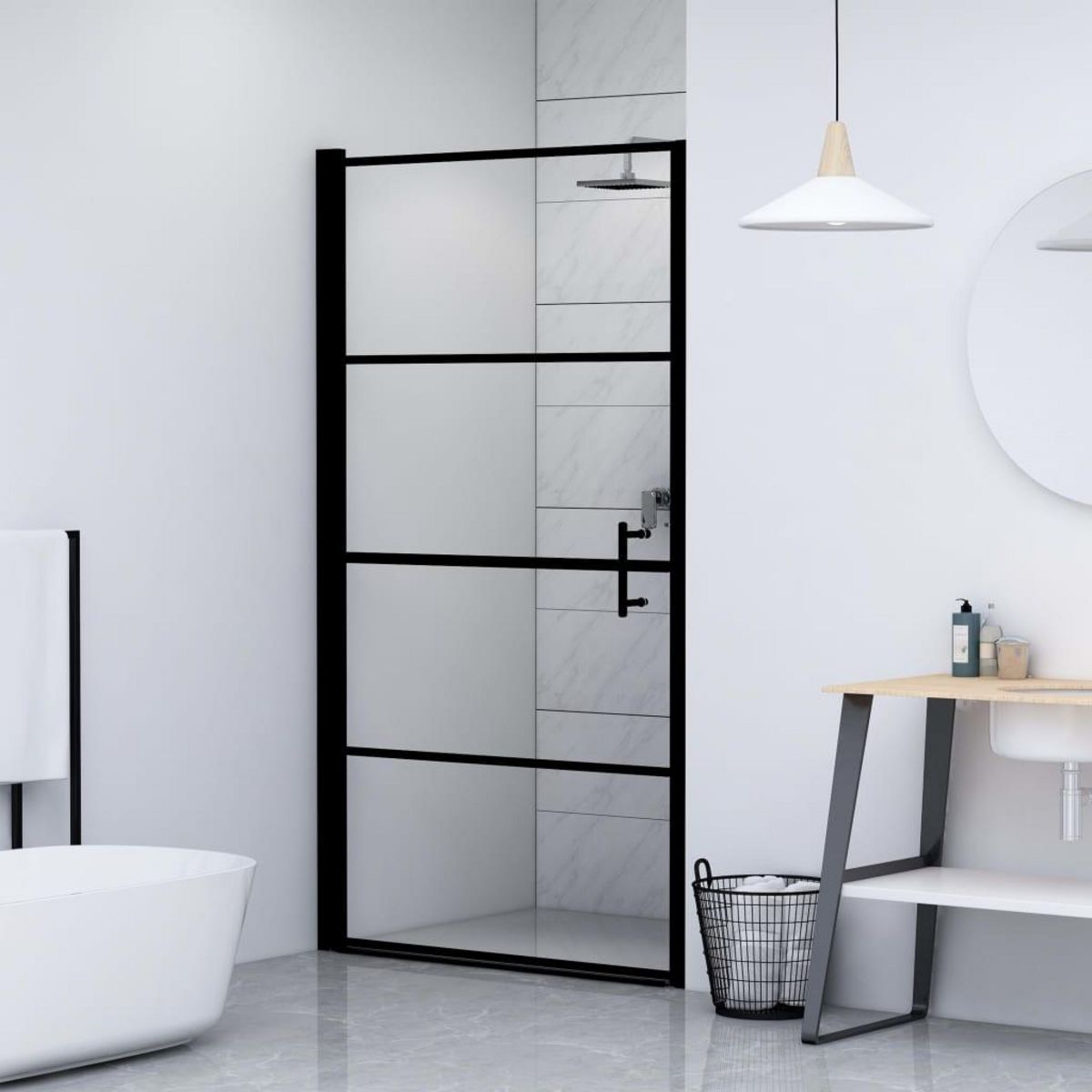 VIDAXL Porte de douche Verre trempe 100x178 cm Noir