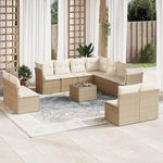 VIDAXL Salon de jardin avec coussins 12 pcs beige resine tressee