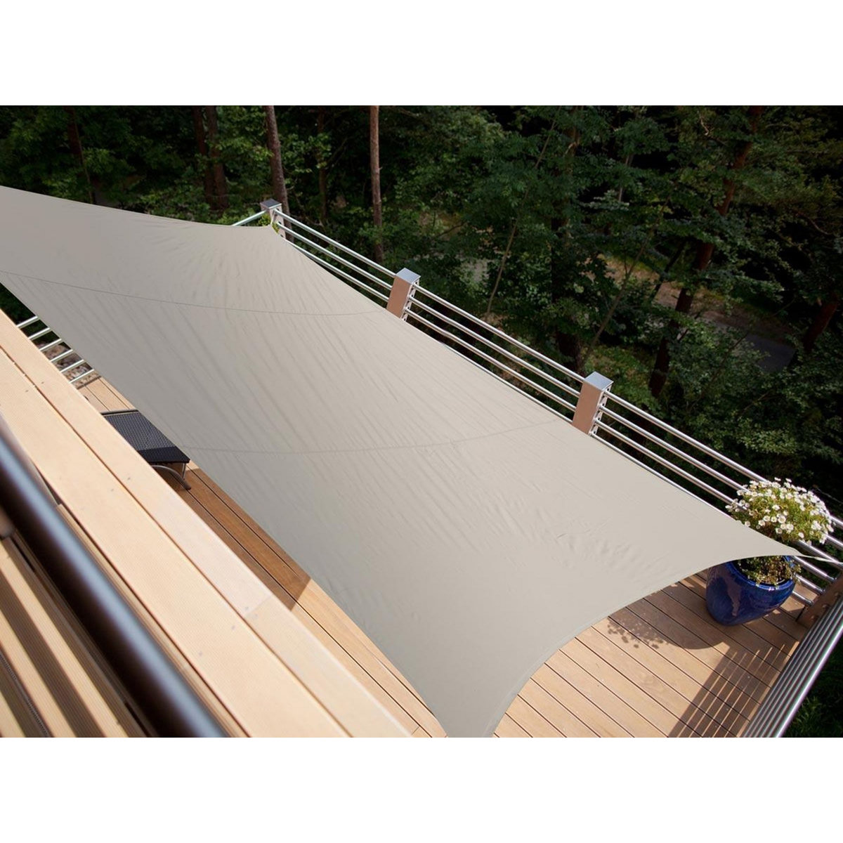 Jardiline Voile d'ombrage rectangulaire SERENITY - 3,00 x 2,00 m - Taupe - Jardiline