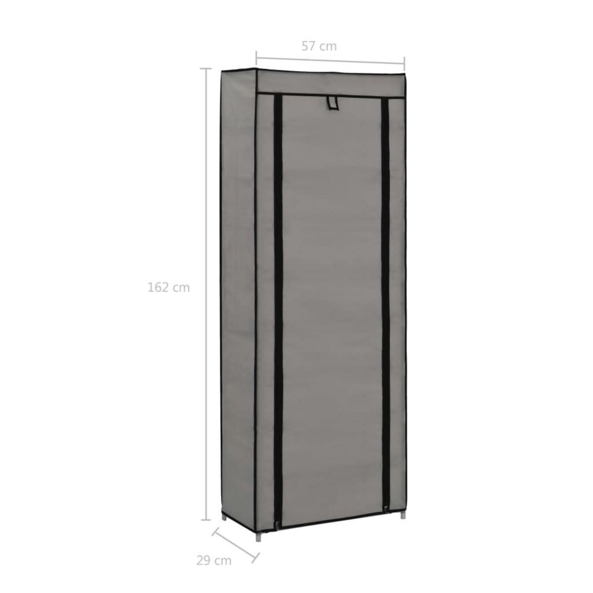 VIDAXL Armoire a chaussures avec housse Gris 57x29x162 cm Tissu