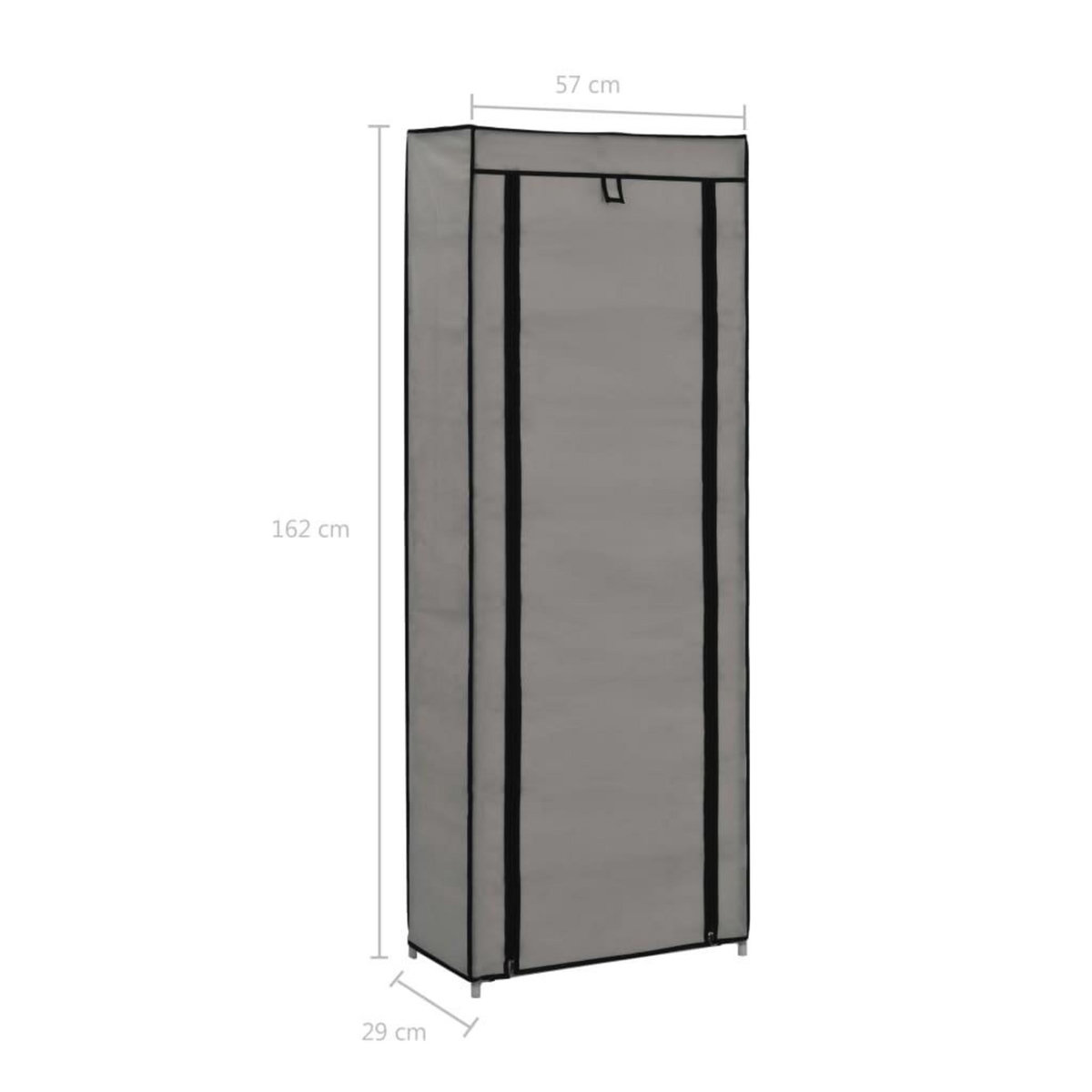 VIDAXL Armoire a chaussures avec housse Gris 57x29x162 cm Tissu