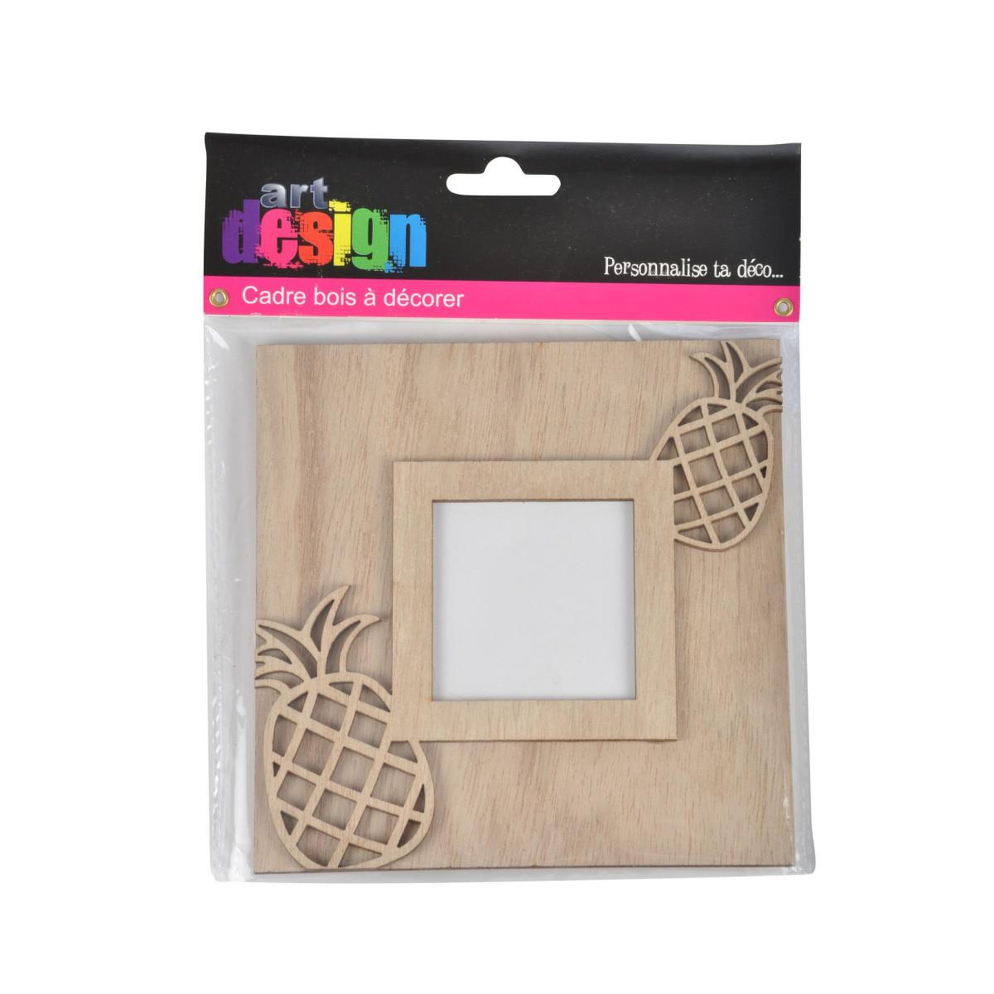 Voir la diapositive 2 : HOMEA Cadre en Bois  Ananas  14x14cm Naturel