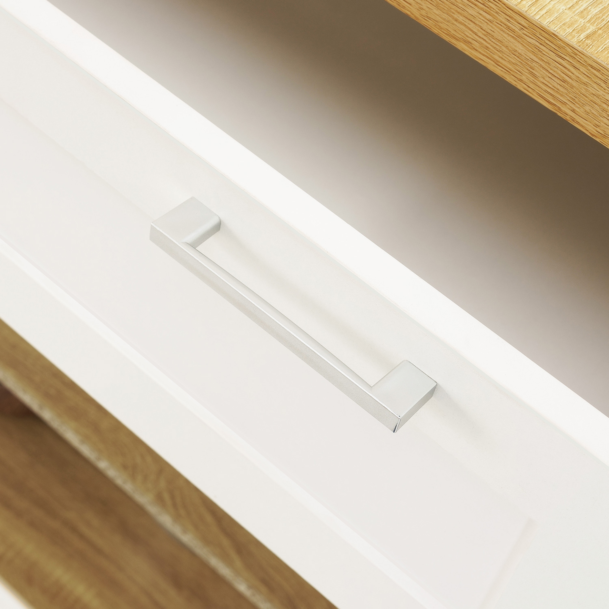Voir la diapositive 6 : ID MARKET Ilot central mange debout 4 personnes vito 130 cm blanc et plateau bois