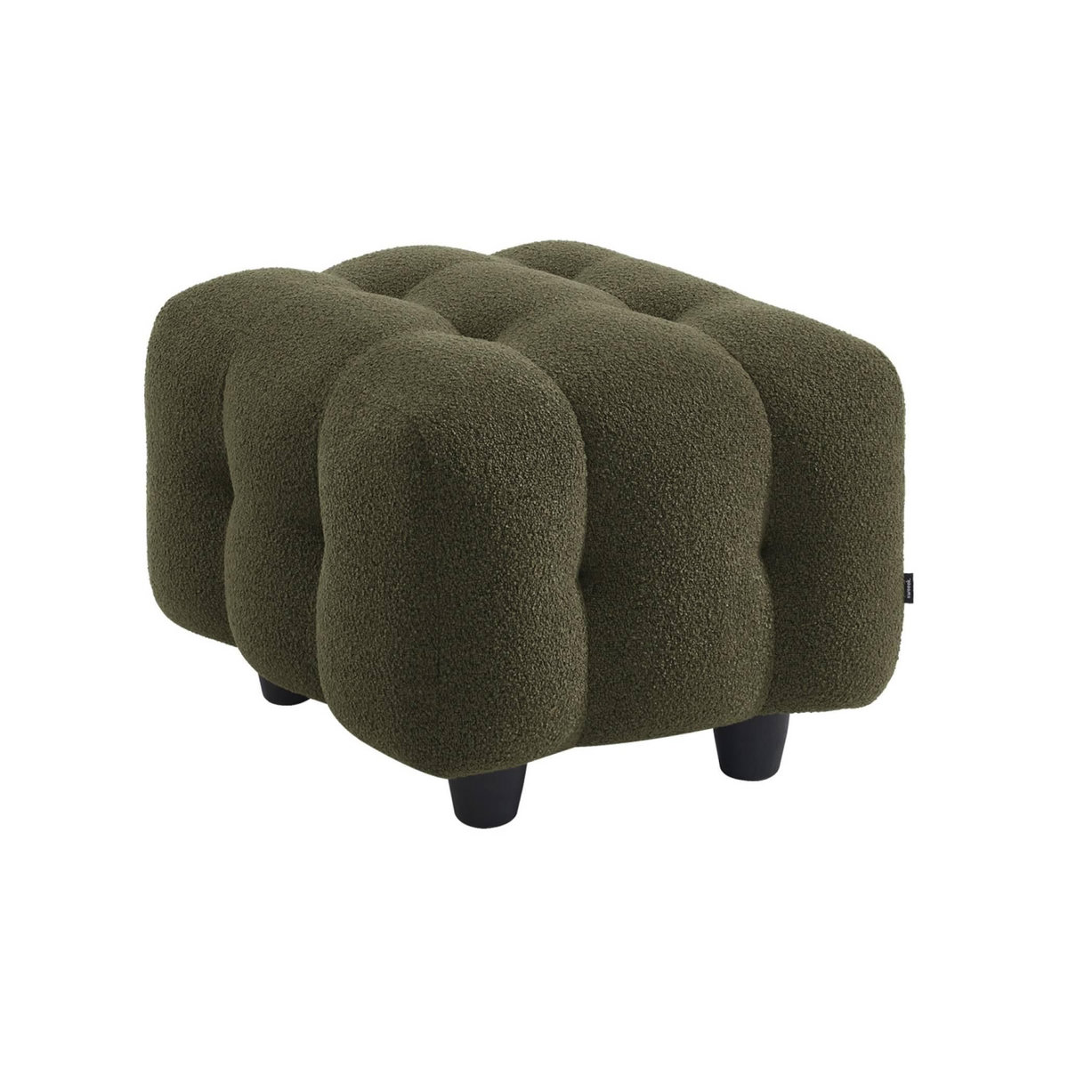 SWEEEK Pouf. module pour canapé. repose-pieds pour canapé 2 places en bouclette texturée kaki L 69 x P 59 x H 48cm - Leon