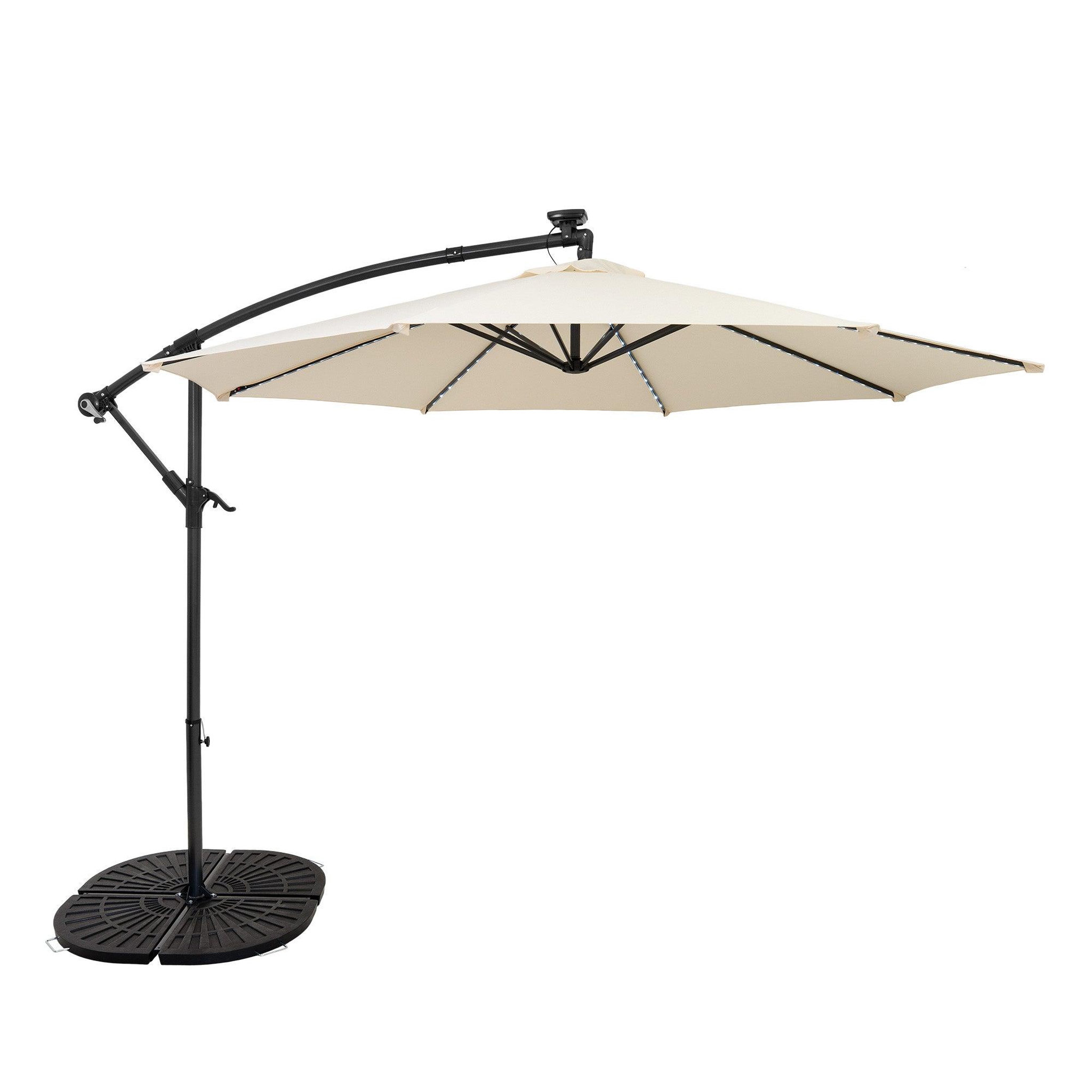 Voir la diapositive 1 : Monster Parasol Banane à Mât Déporté à LED 3 m & 4 Pieds en Éventail