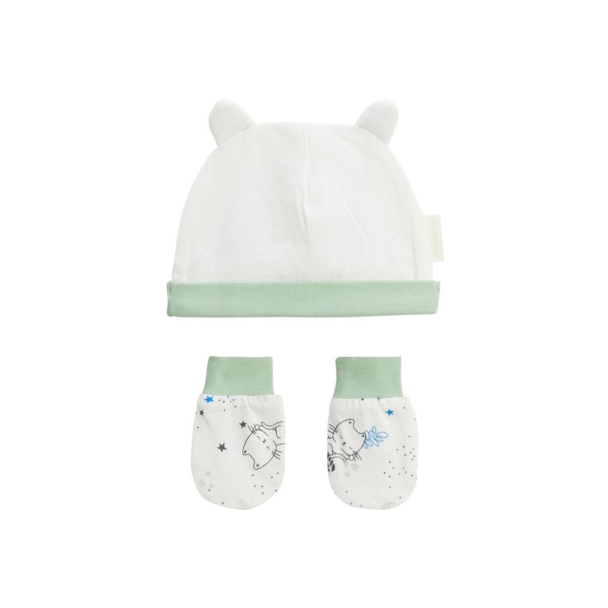 Petit Béguin Bonnet bébé et moufles anti-griffures Chatmallow