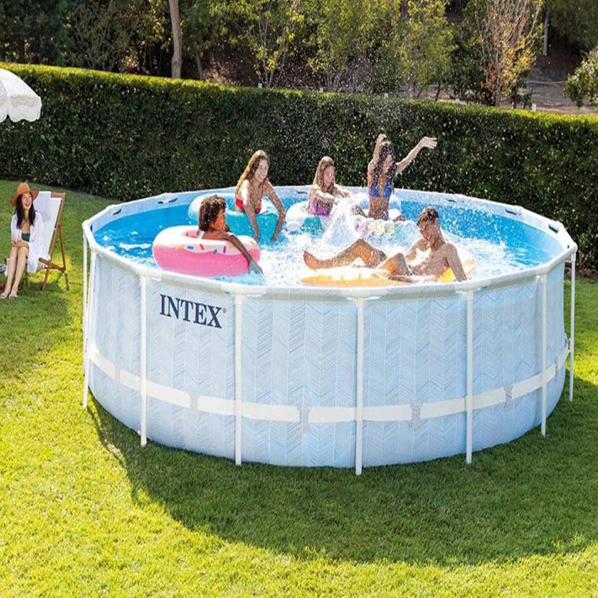 Voir la diapositive 3 : INTEX Piscine tubulaire chevron ronde 4,88 x 1,22 m - intex