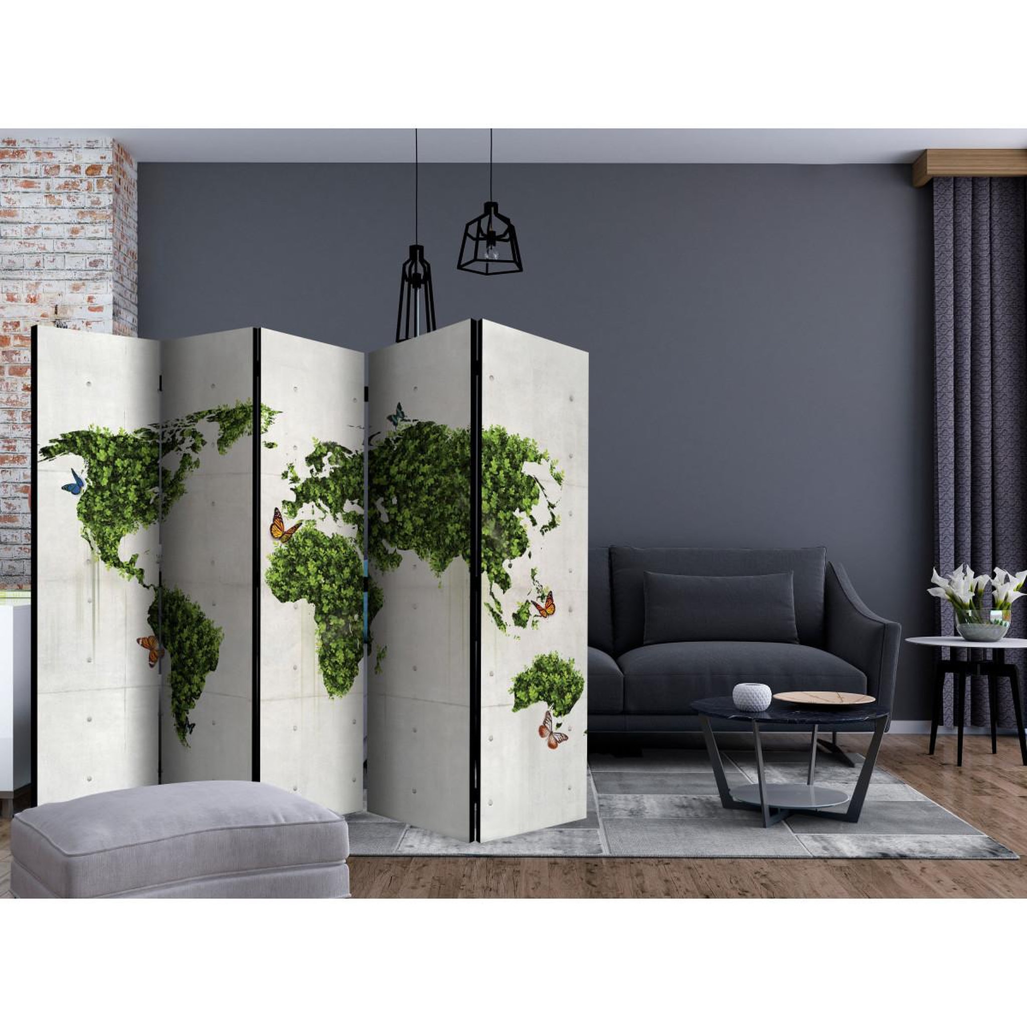 Voir la diapositive 2 : Paris Prix Paravent 5 volets  the butterfly garden  172x225cm