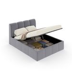 CONCEPT USINE Lit nuage coffre 160x200cm velours gris BALTIMORE