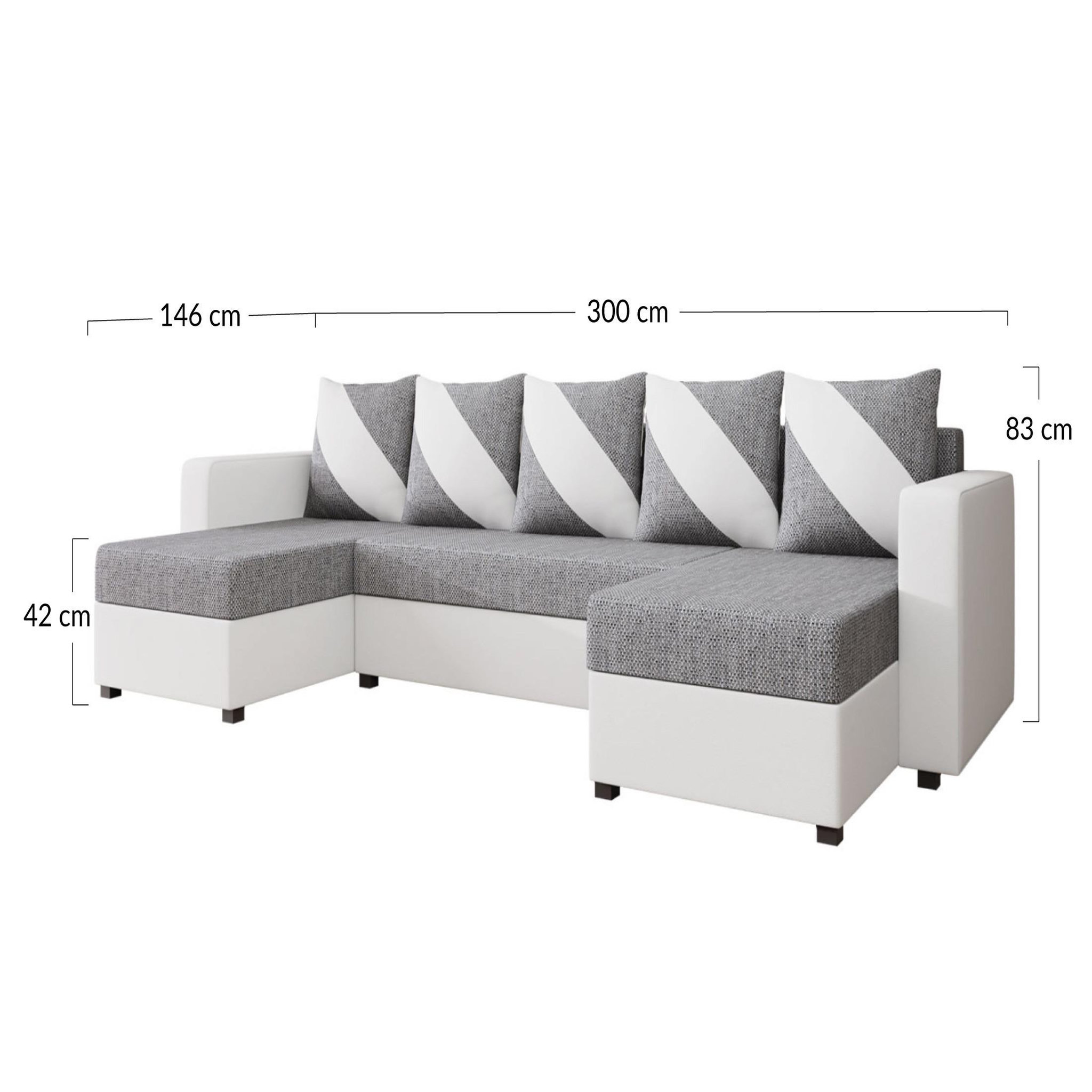 Voir la diapositive 5 : BEST MOBILIER Romy - canapé panoramique en u - 7 places - convertible avec coffre - en tissu et pu