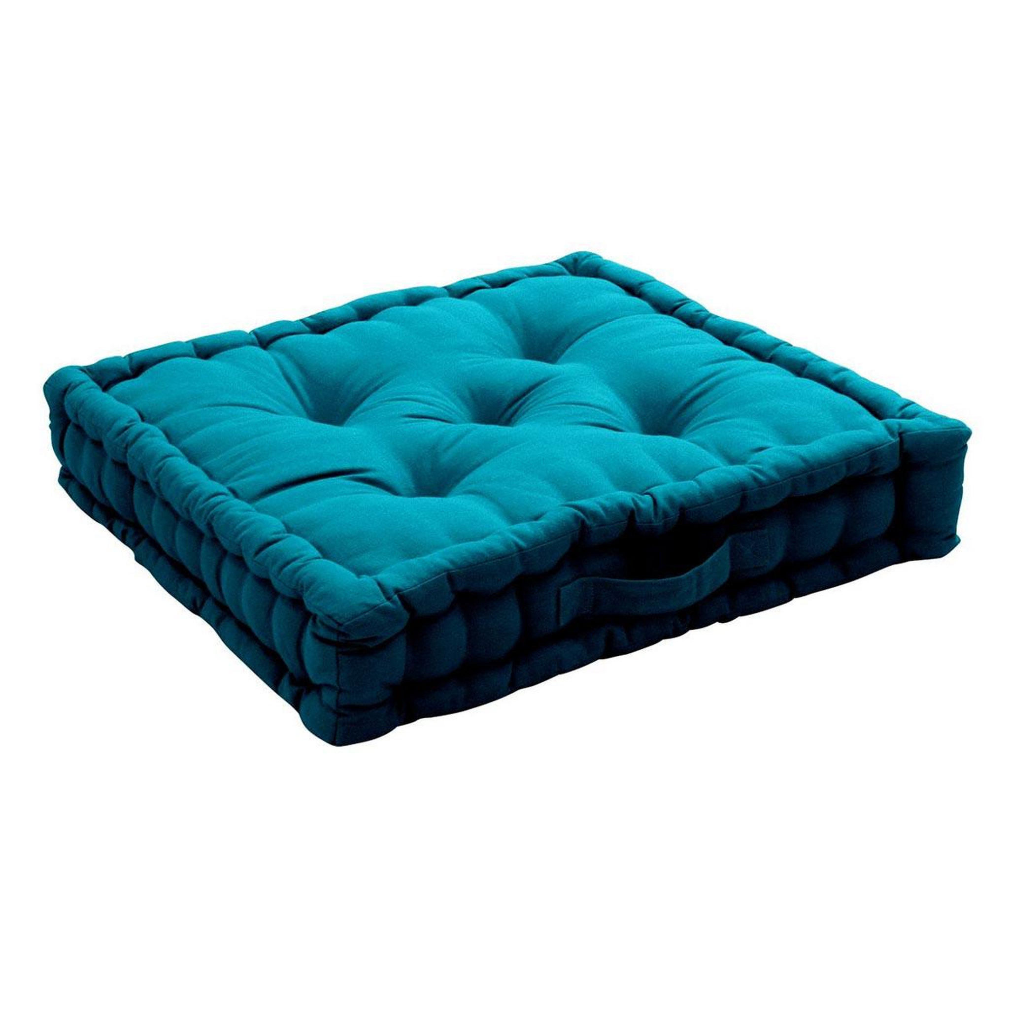 ENJOY HOME Coussin de Sol Uni  Panama  50x50cm Bleu Canard