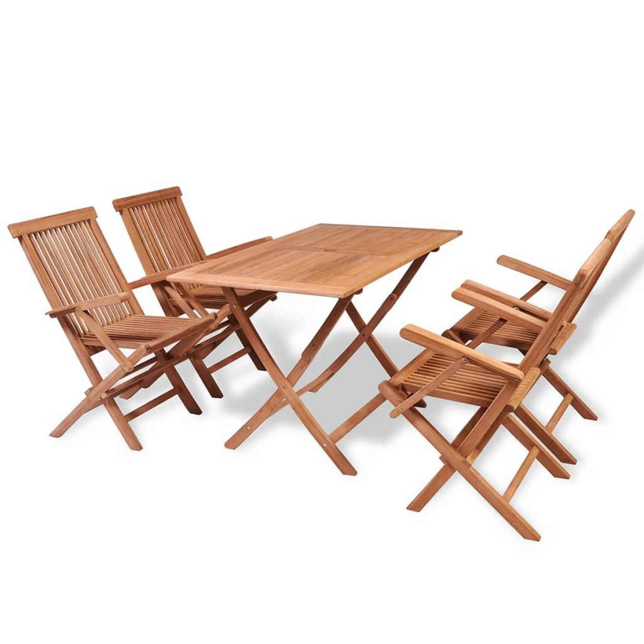 Voir la diapositive 1 : VIDAXL Ensemble a manger de jardin 5 pcs bois de teck massif