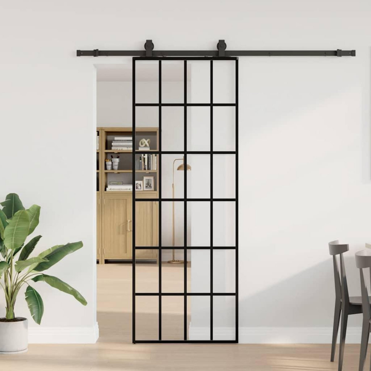 VIDAXL Porte coulissante kit de quincaillerie noir 76x205 cm verre ESG