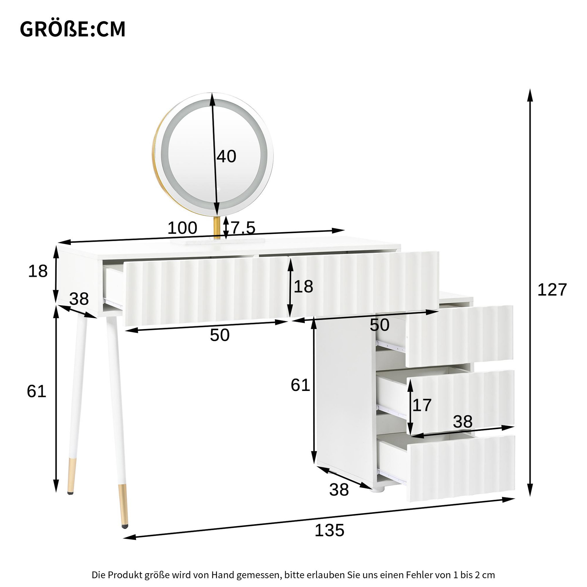 Voir la diapositive 3 : MERAX Coiffeuse coloris blanc mdf et panneaux de particules