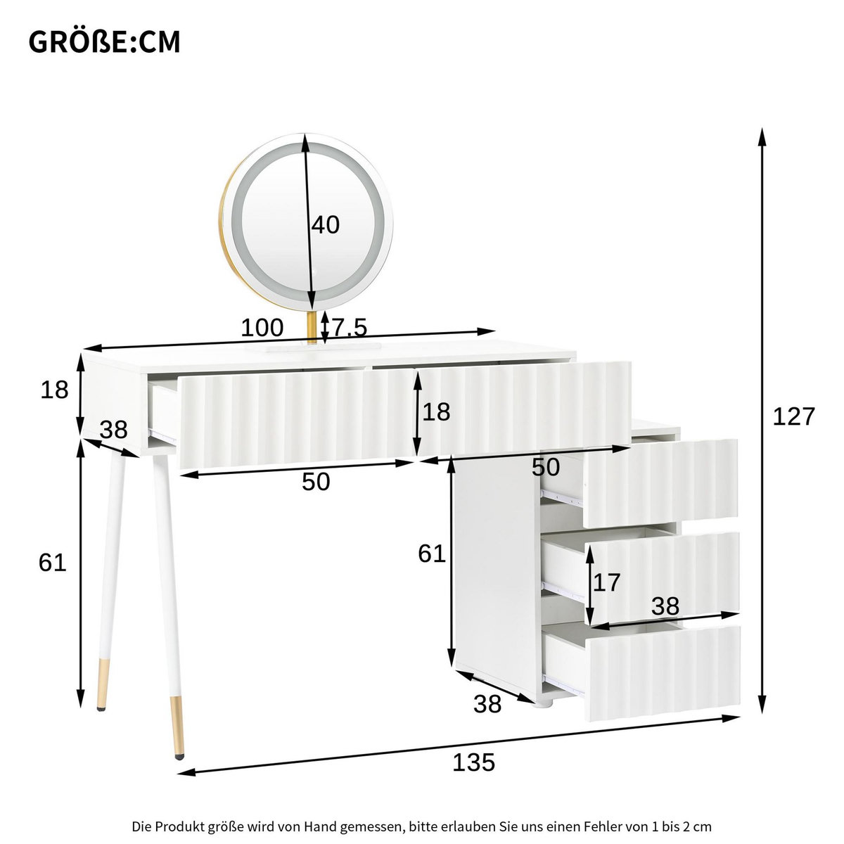 MERAX Coiffeuse coloris blanc mdf et panneaux de particules