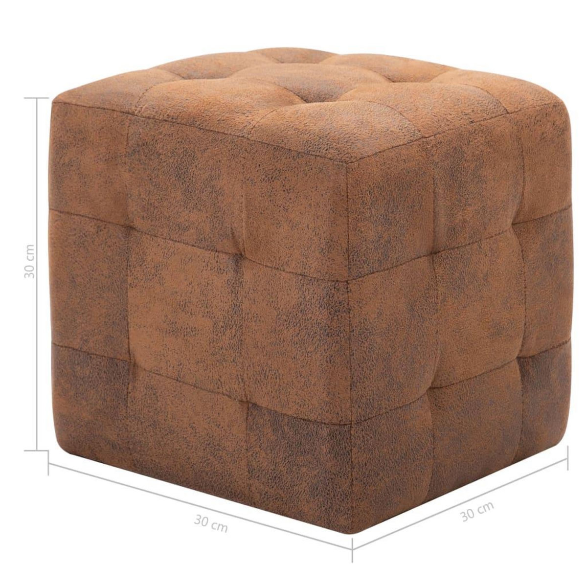 VIDAXL Tables de chevet 2 pcs Marron 30x30x30 cm Similicuir daim