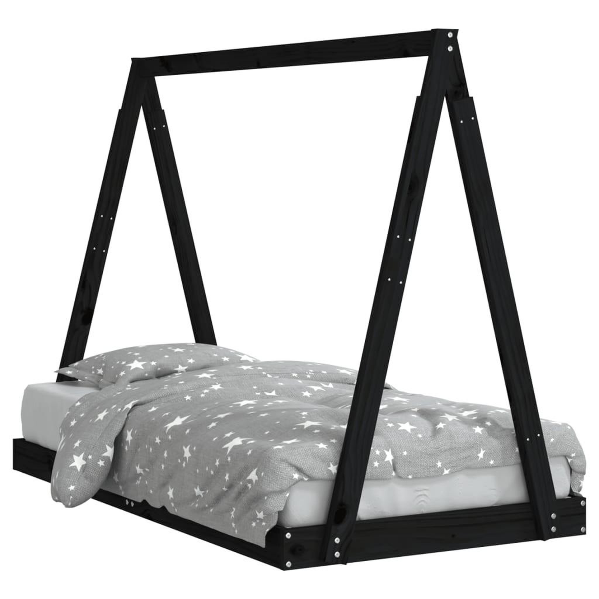 Voir la diapositive 2 : VIDAXL Cadre de lit pour enfant noir 80x160 cm bois de pin massif