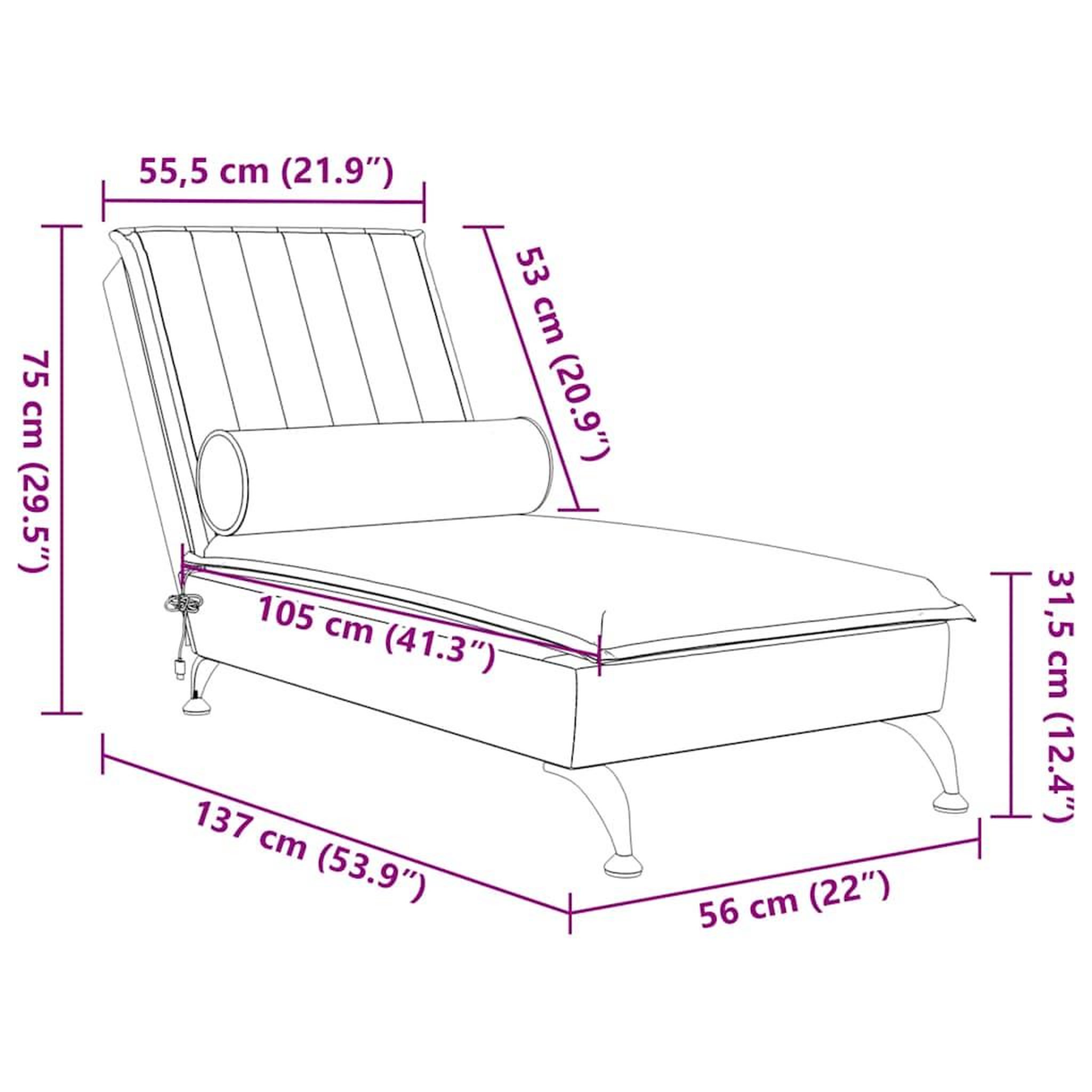 Voir la diapositive 6 : VIDAXL Chaise longue de massage avec traversin vert fonce velours