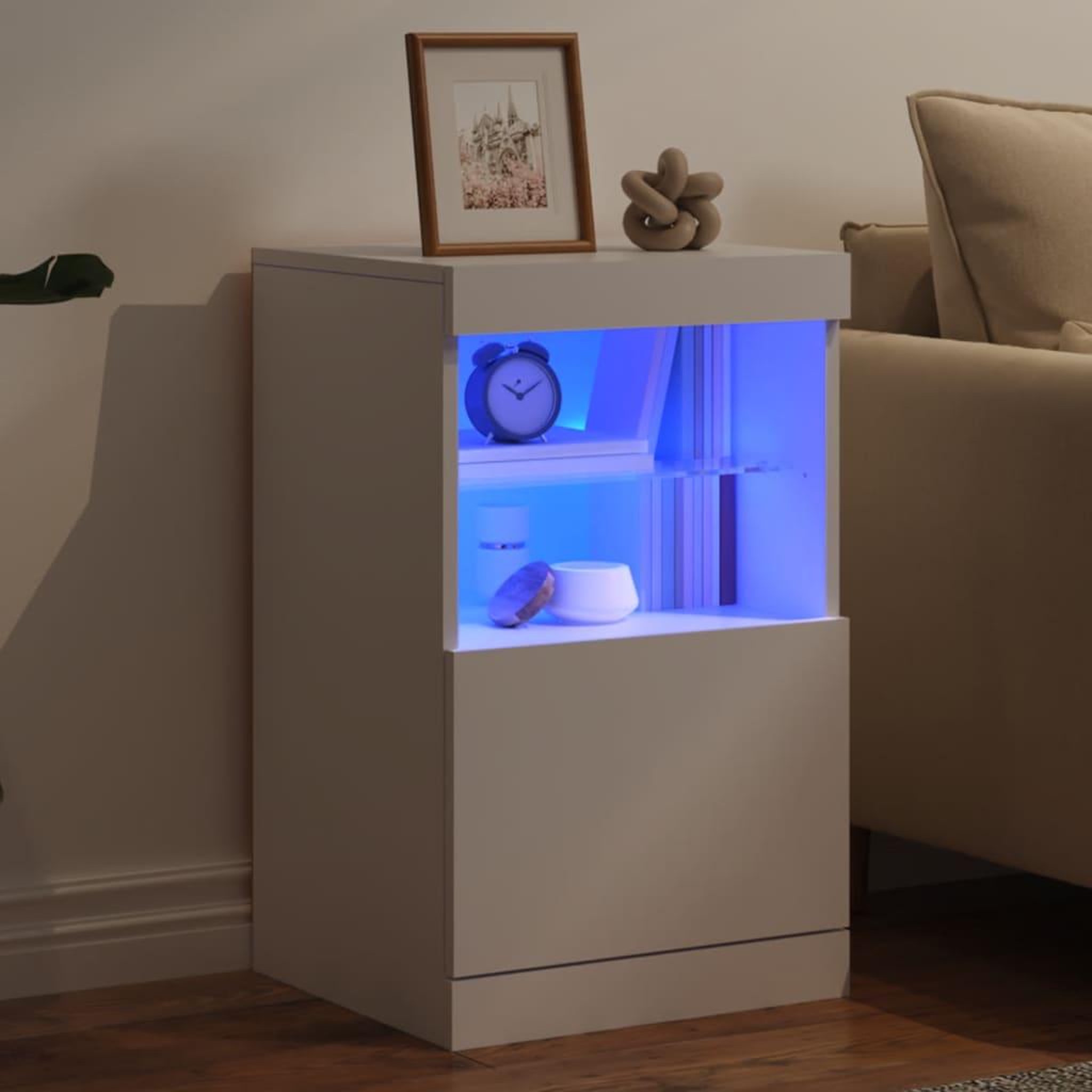 Voir la diapositive 4 : VIDAXL Buffet avec lumieres LED blanc 41x37x67 cm