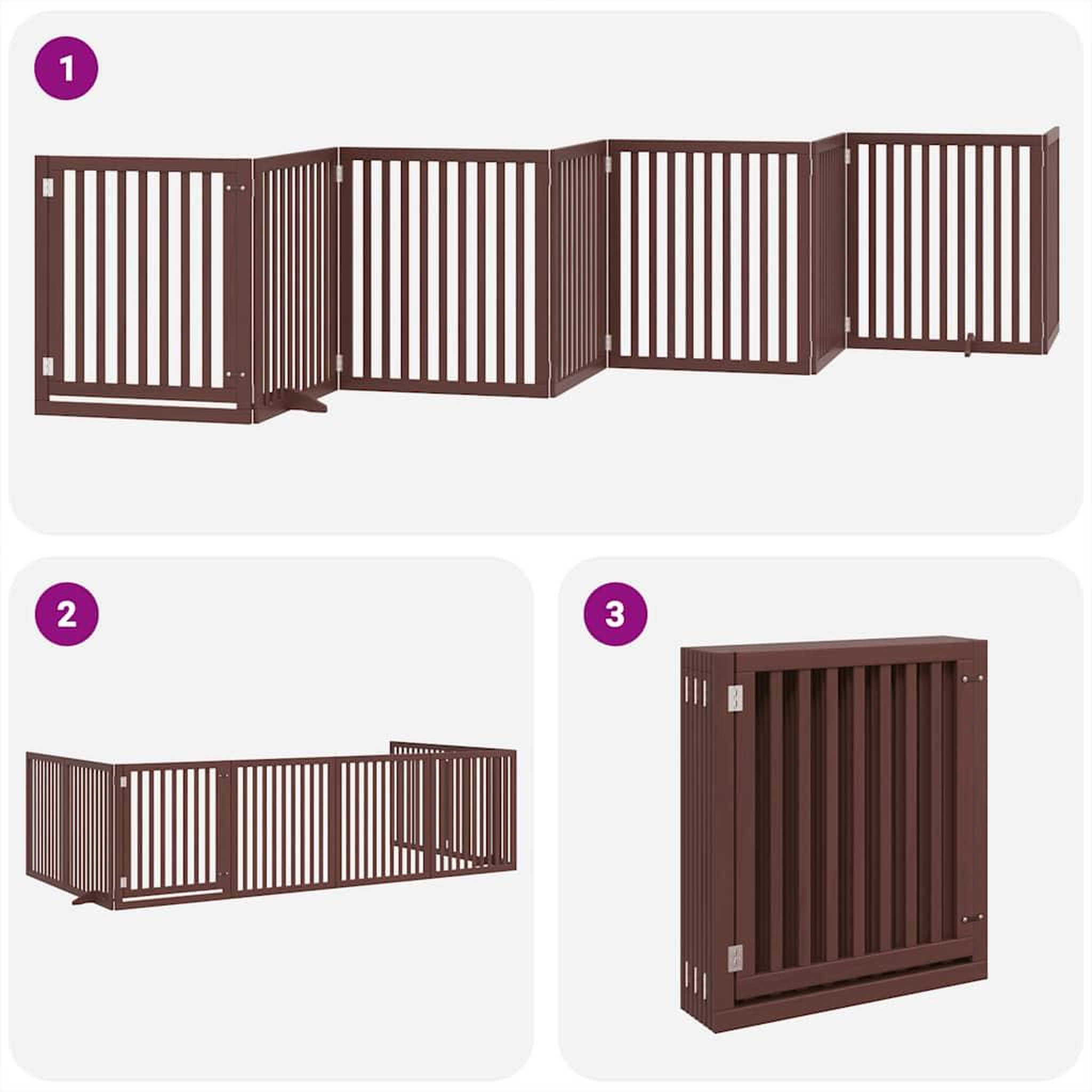 Voir la diapositive 5 : VIDAXL Barriere pour chien porte pliable 8 panneaux bois de peuplier