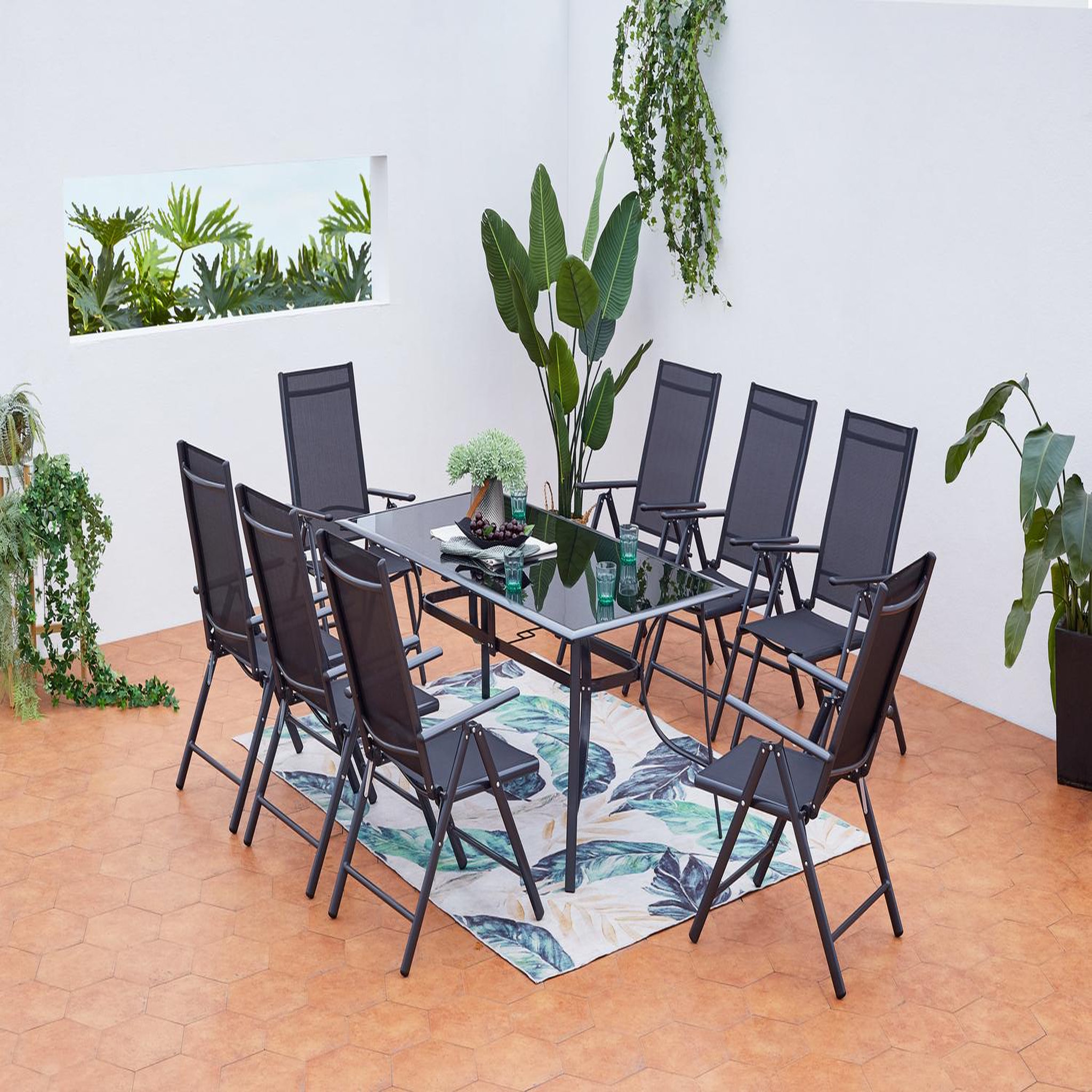 Voir la diapositive 2 : CONCEPT USINE Table de jardin et 8 chaises en aluminium rimini