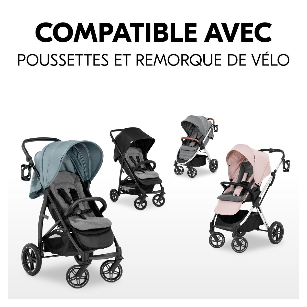 HAUCK Poussette citadine Rapid 4 Noir + sur-assise pour poussette Pushchair Seat Liner Charcoal