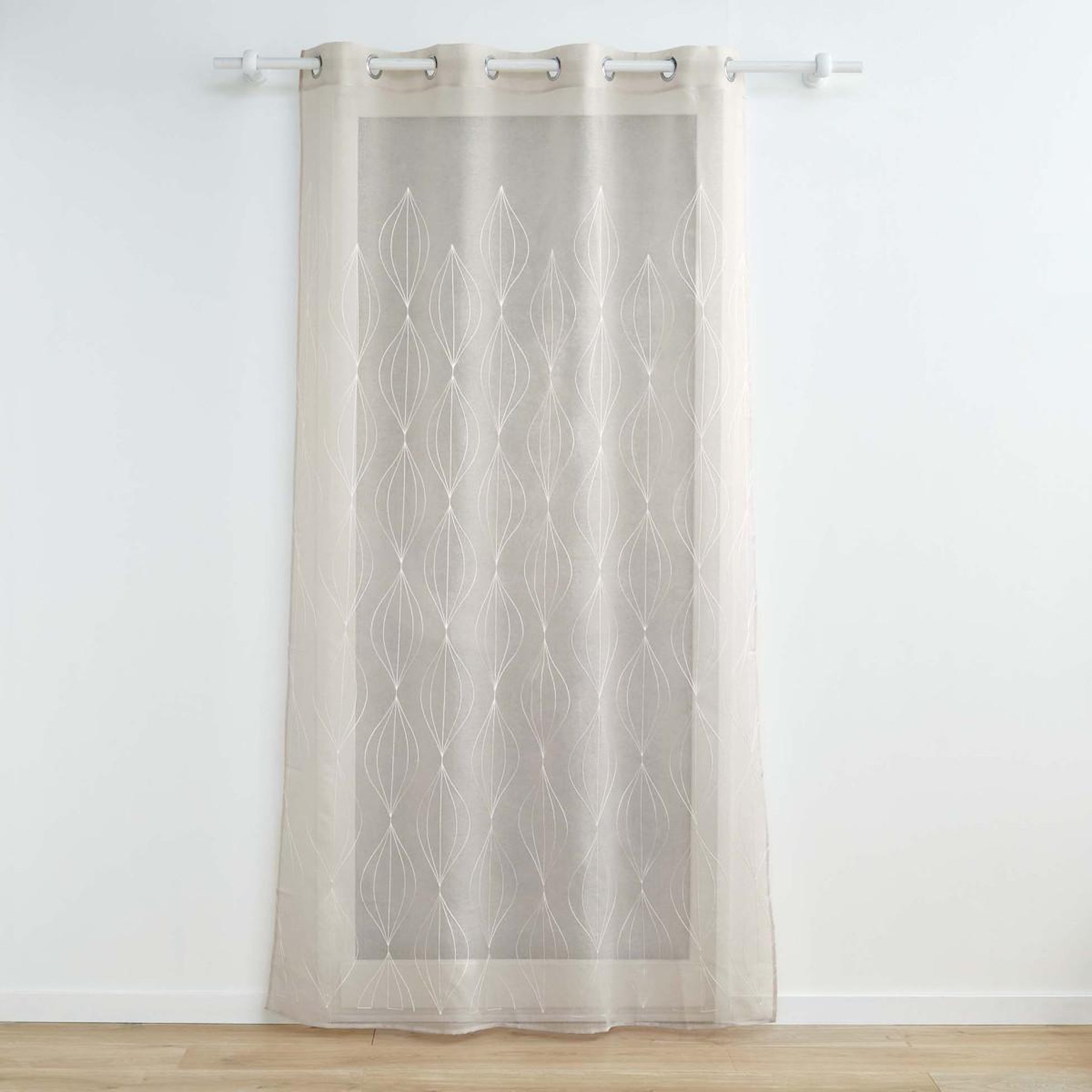 Douceur d'Intérieur Rideau voilage à œillets brodés  galactee  140x240cm taupe