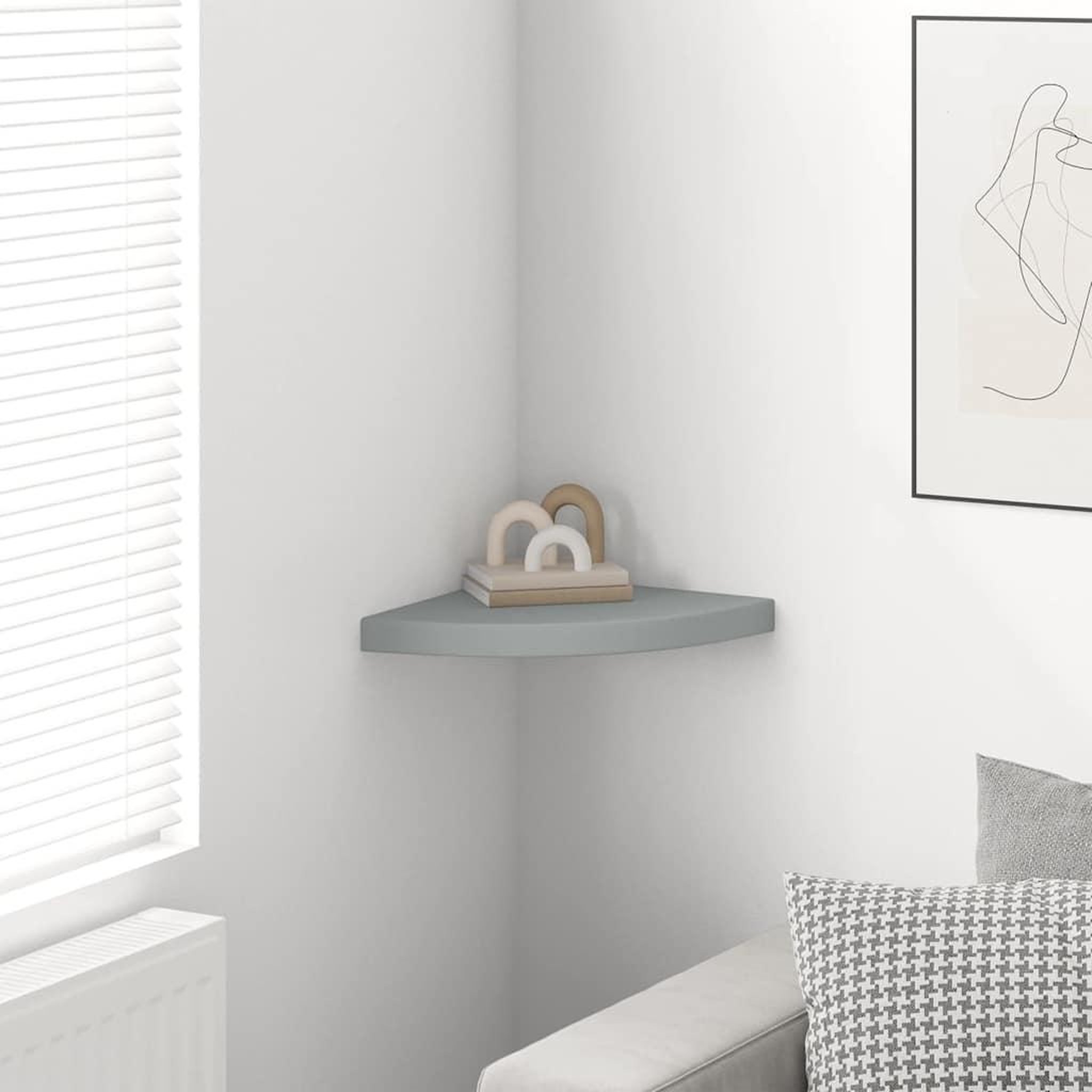 Voir la diapositive 3 : VIDAXL Etagere d'angle flottante gris 35x35x3,8 cm mdf