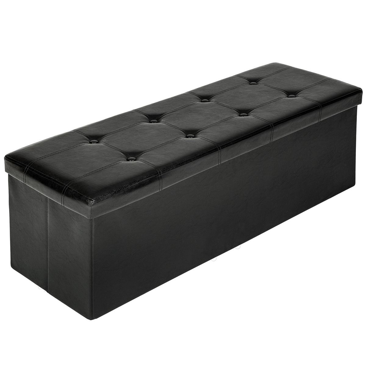 tectake Tabouret avec espace de rangement pliable noir