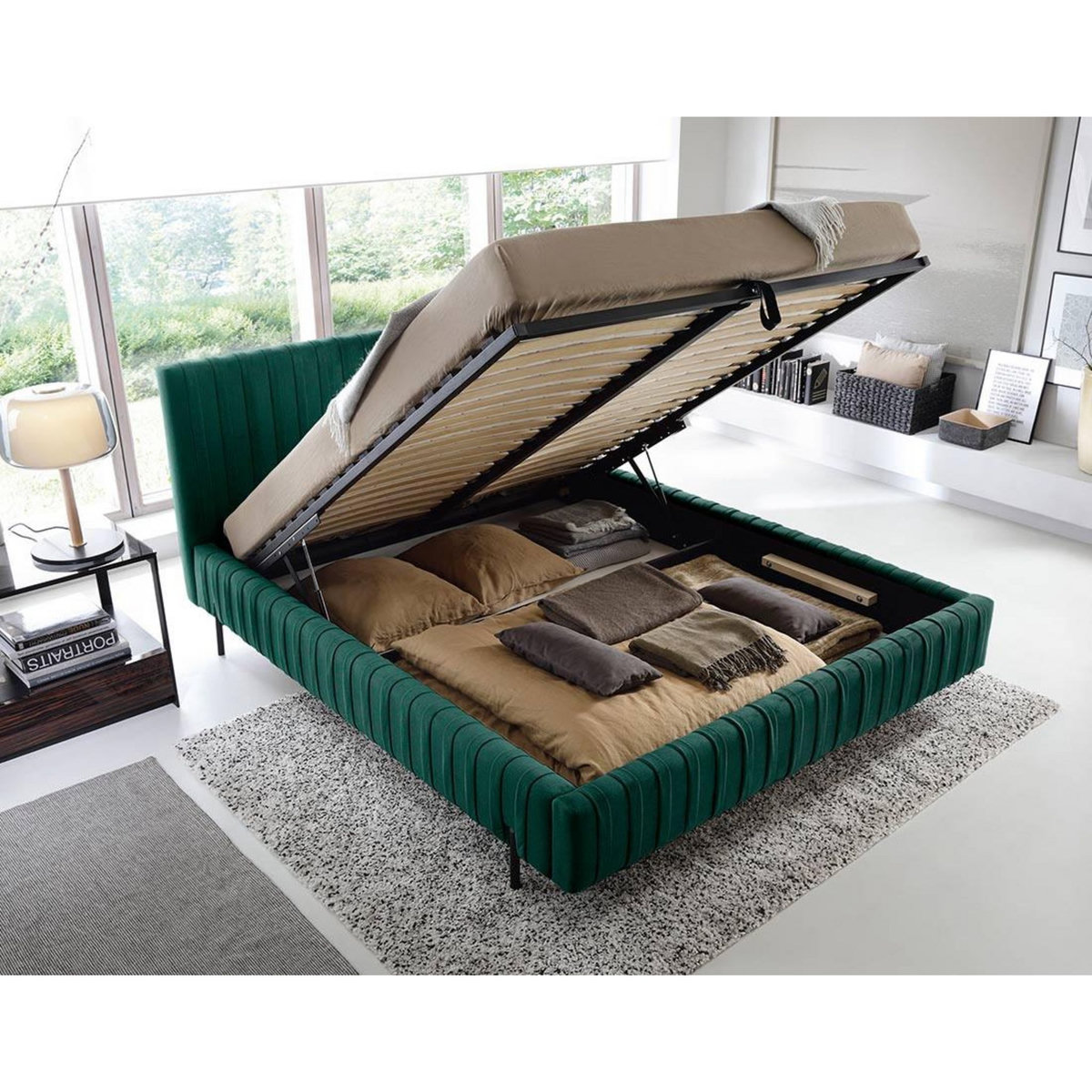 LISA DESIGN Flavio - lit coffre - 180x200 cm - sommier inclus - en simili