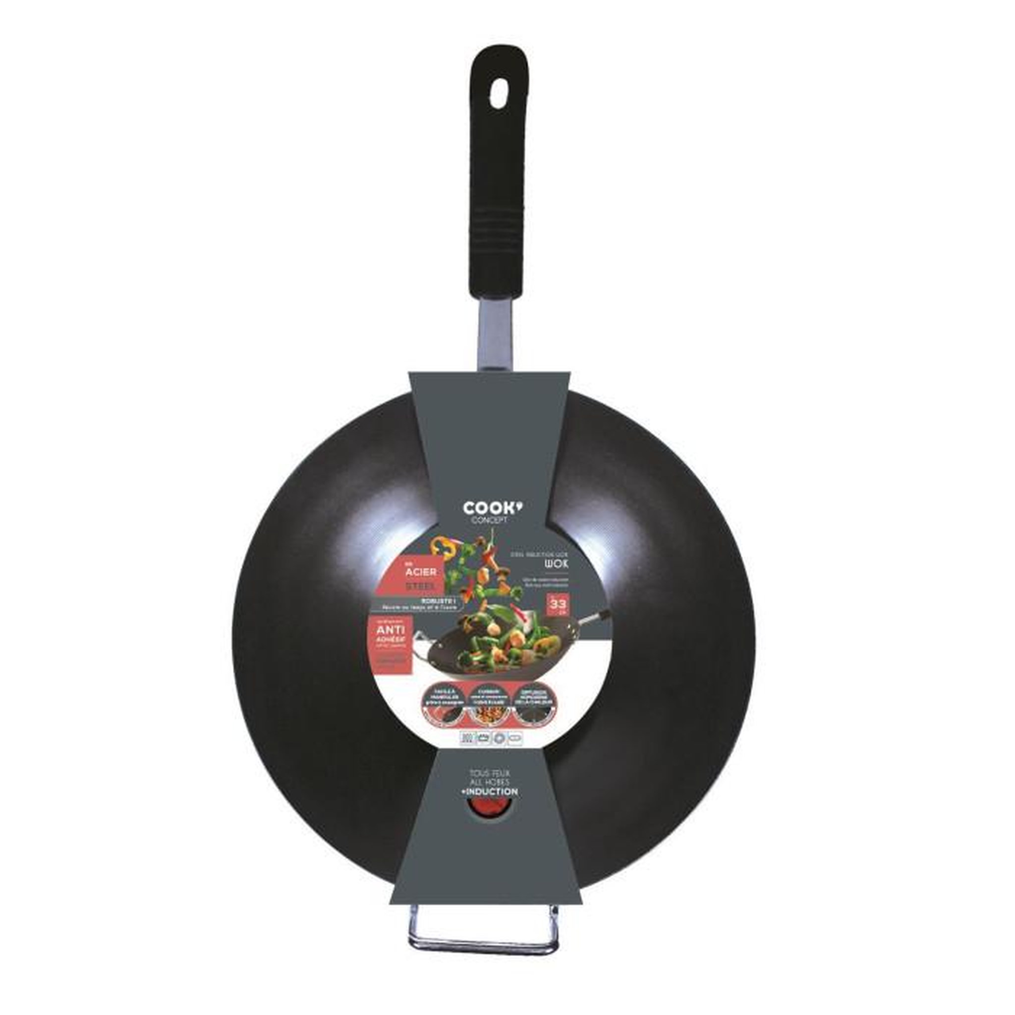 Voir la diapositive 4 : Paris Prix Wok en Inox  Tous Feux  33cm Noir