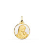 Voir la diapositive 1 : L'ATELIER D'AZUR Pendentif - Médaille Or 18 Carats 750 Vierge à l'Enfant - Email Blanc - Chaîne et Gravure Offertes