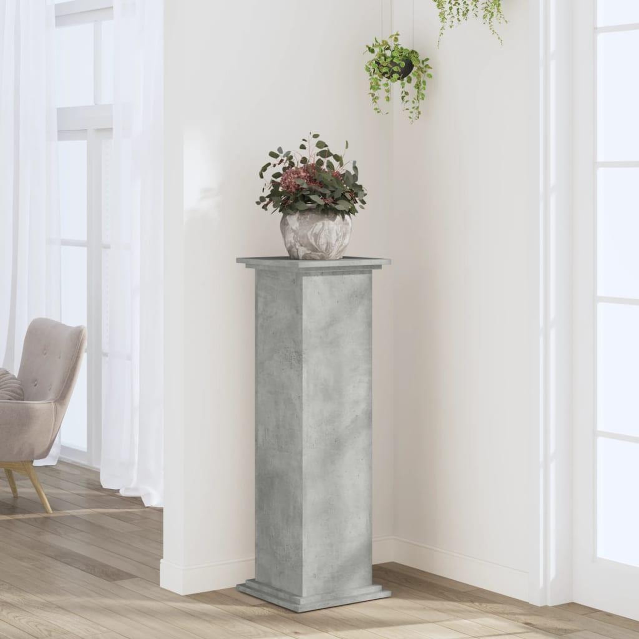 VIDAXL Support pour plantes gris beton 33x33x100 cm bois d'ingenierie