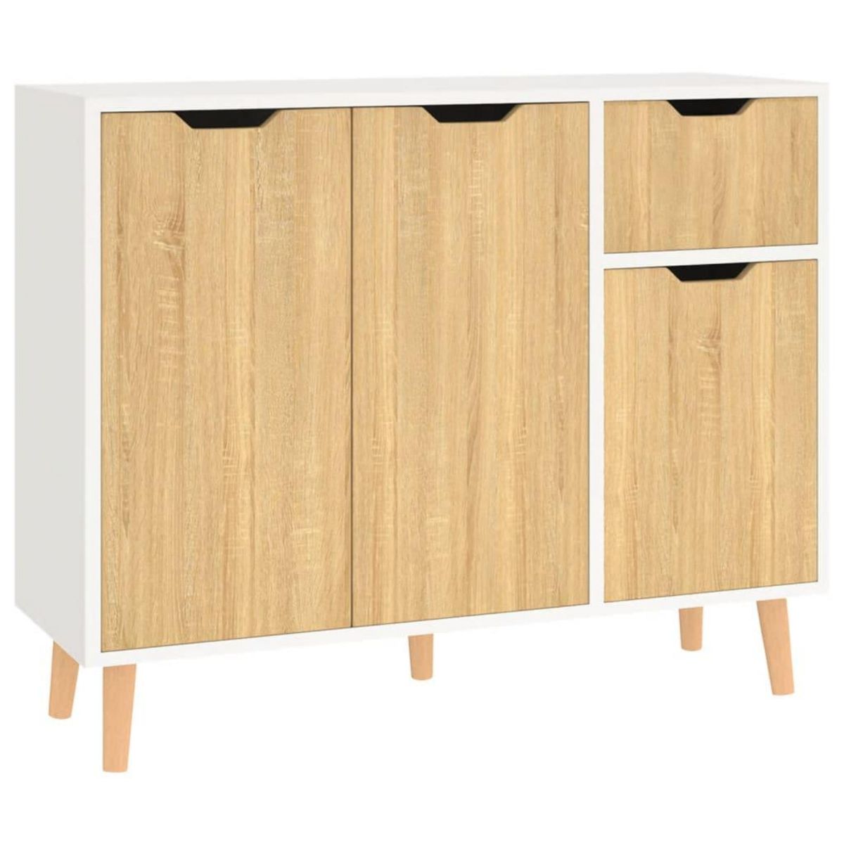VIDAXL Buffet blanc et chene sonoma 90x30x72 cm bois d'ingenierie
