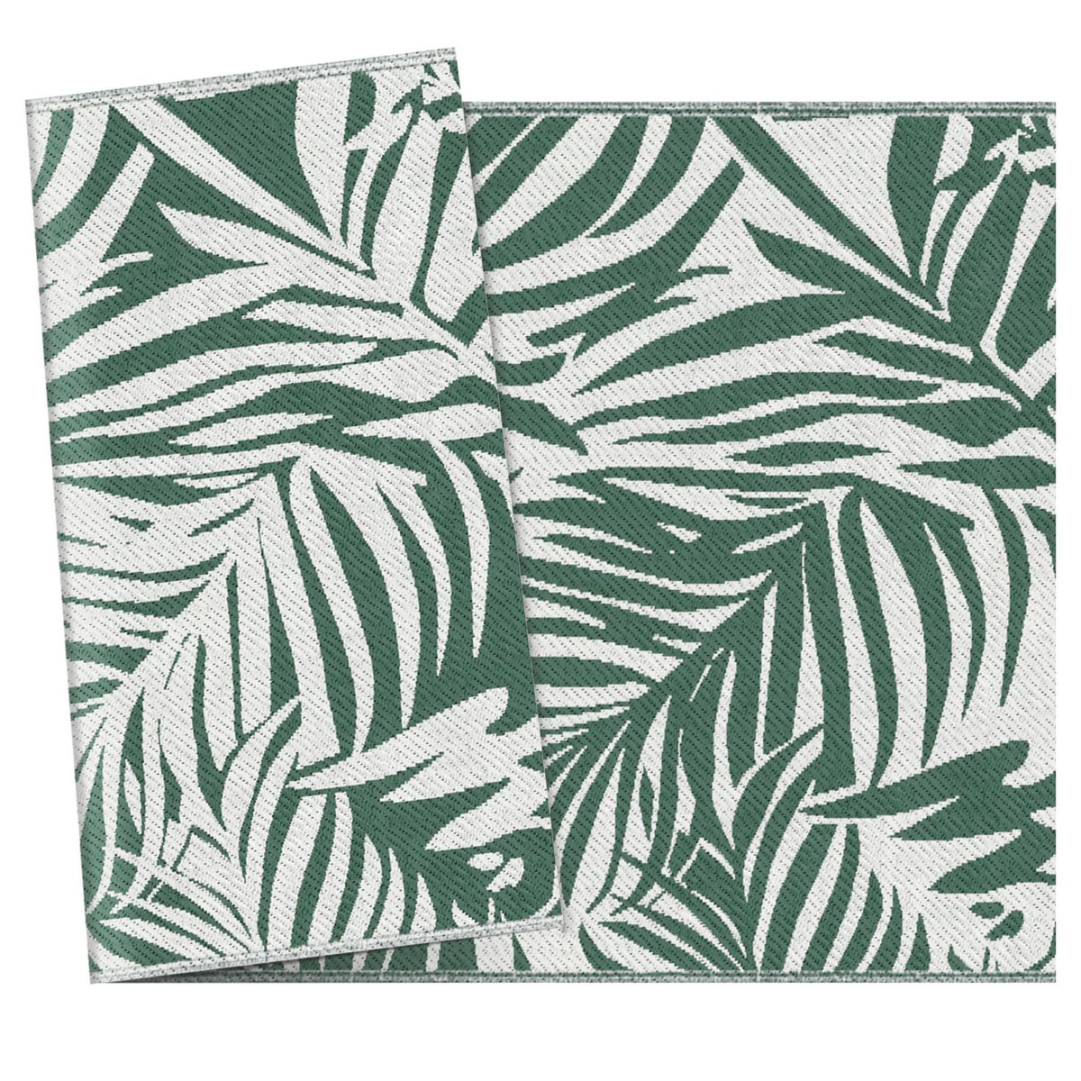 OUTSUNNY Tapis extérieur motif feuilles - tapis réversible - dim. 2,43L x 1,52l m, ép. 3 mm - PP haute densité 310 g/m² vert blanc