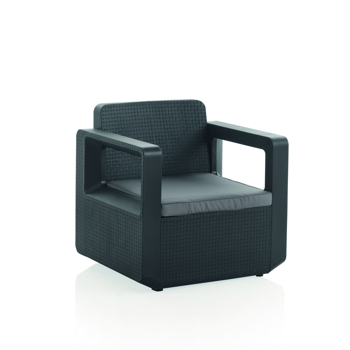 CONCEPT USINE Salon de jardin design résine tressée injectée anthracite FUTURA