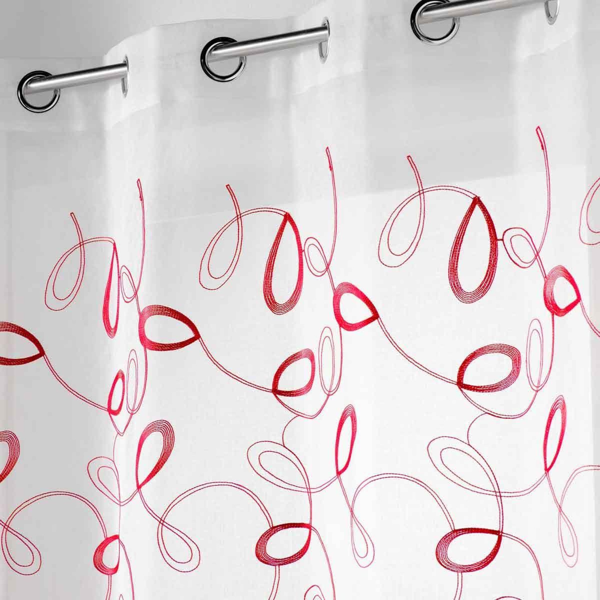 Voir la diapositive 2 : Douceur d'Intérieur Rideau voilage à œillets  hoops  140x240cm rouge