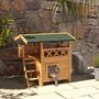 Voir la diapositive 4 : PAWHUT Maison lodge chat chien - niche villa avec terrasse, escalier, toit - 77 x 50 x 73 cm - bois pin pré-huilé