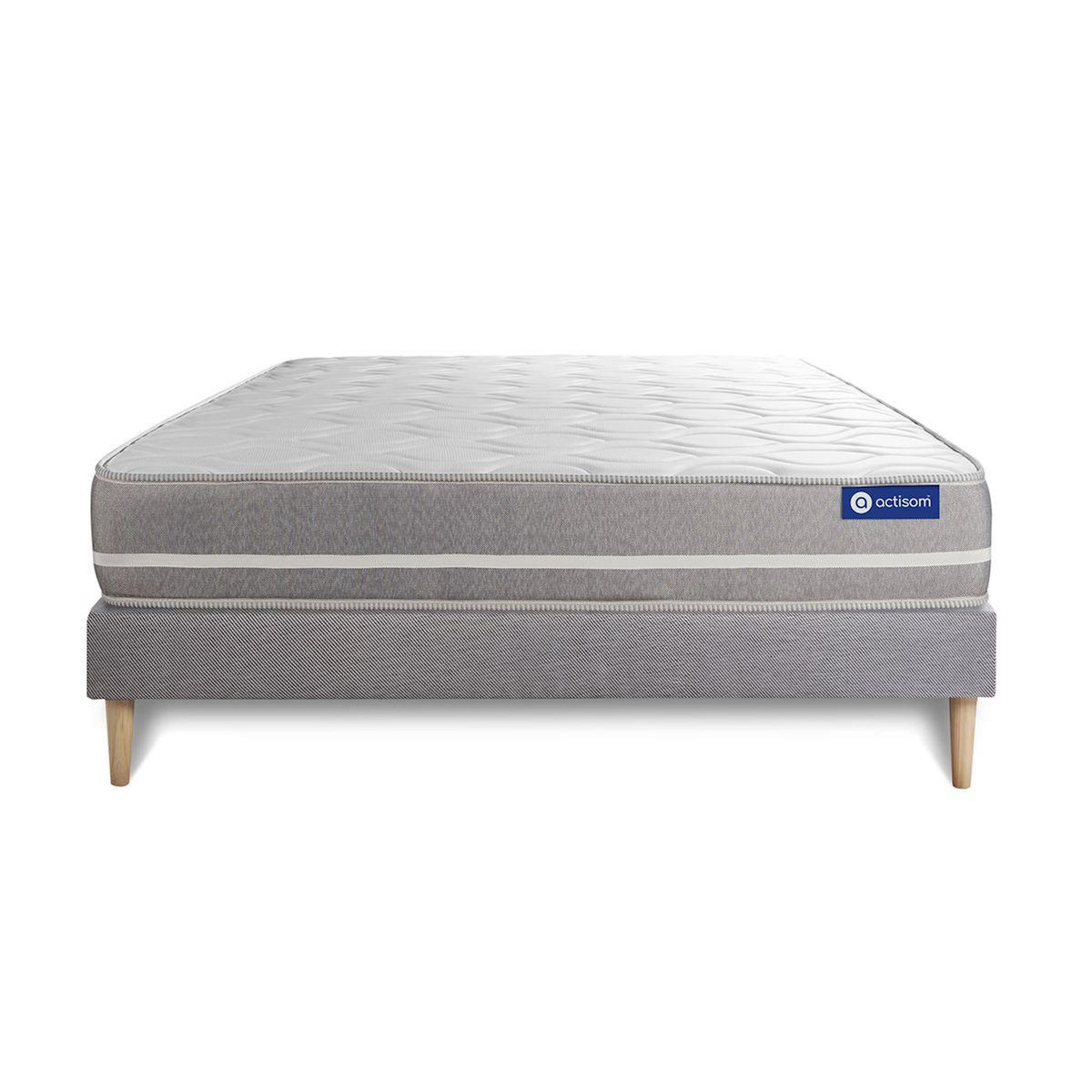ACTISOM Ensemble matelas Mémoire de forme ACTIMEMO TOUCH 120x190 3zones de confort + sommier KIT gris